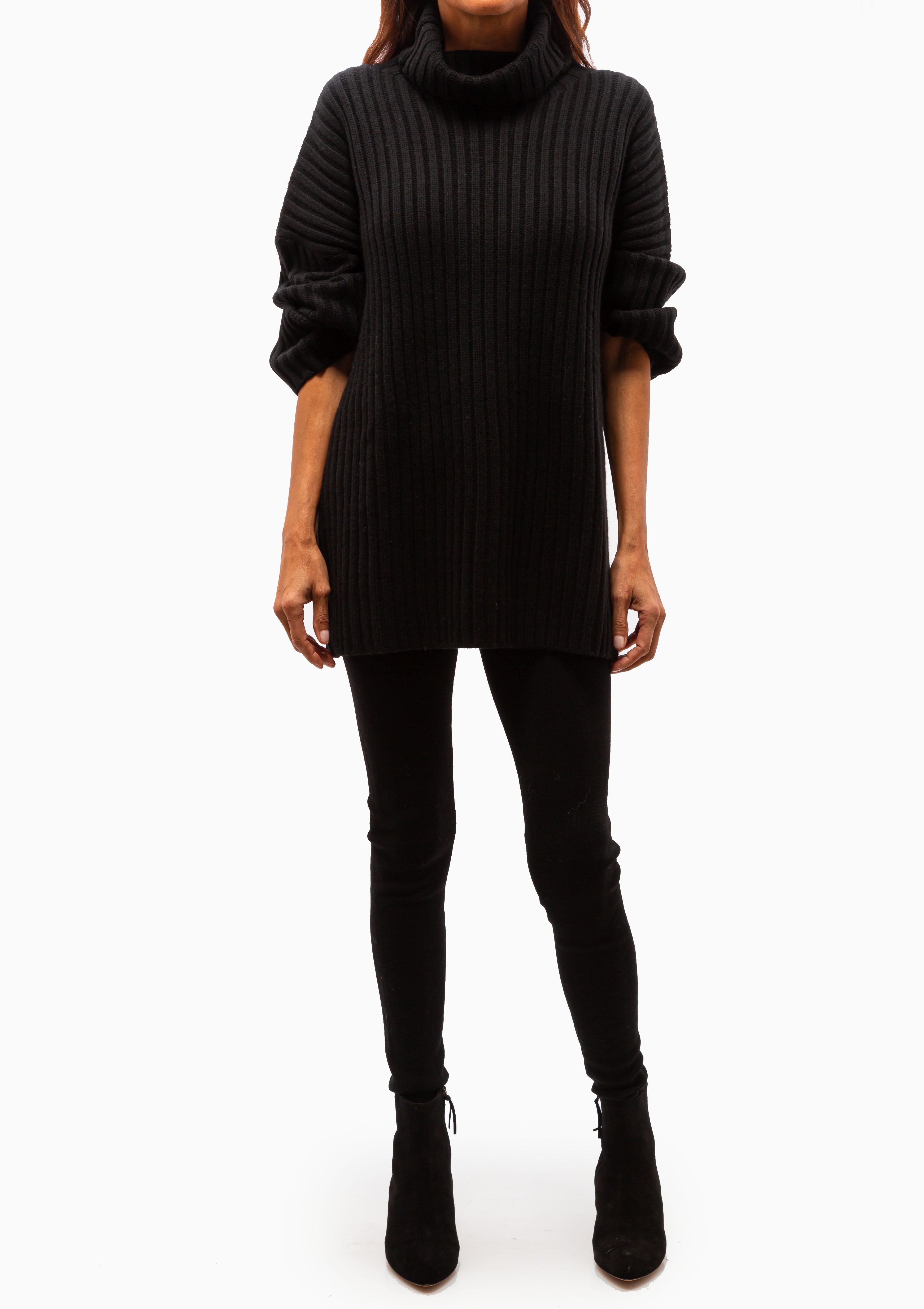 Ribbed High Neck | Black