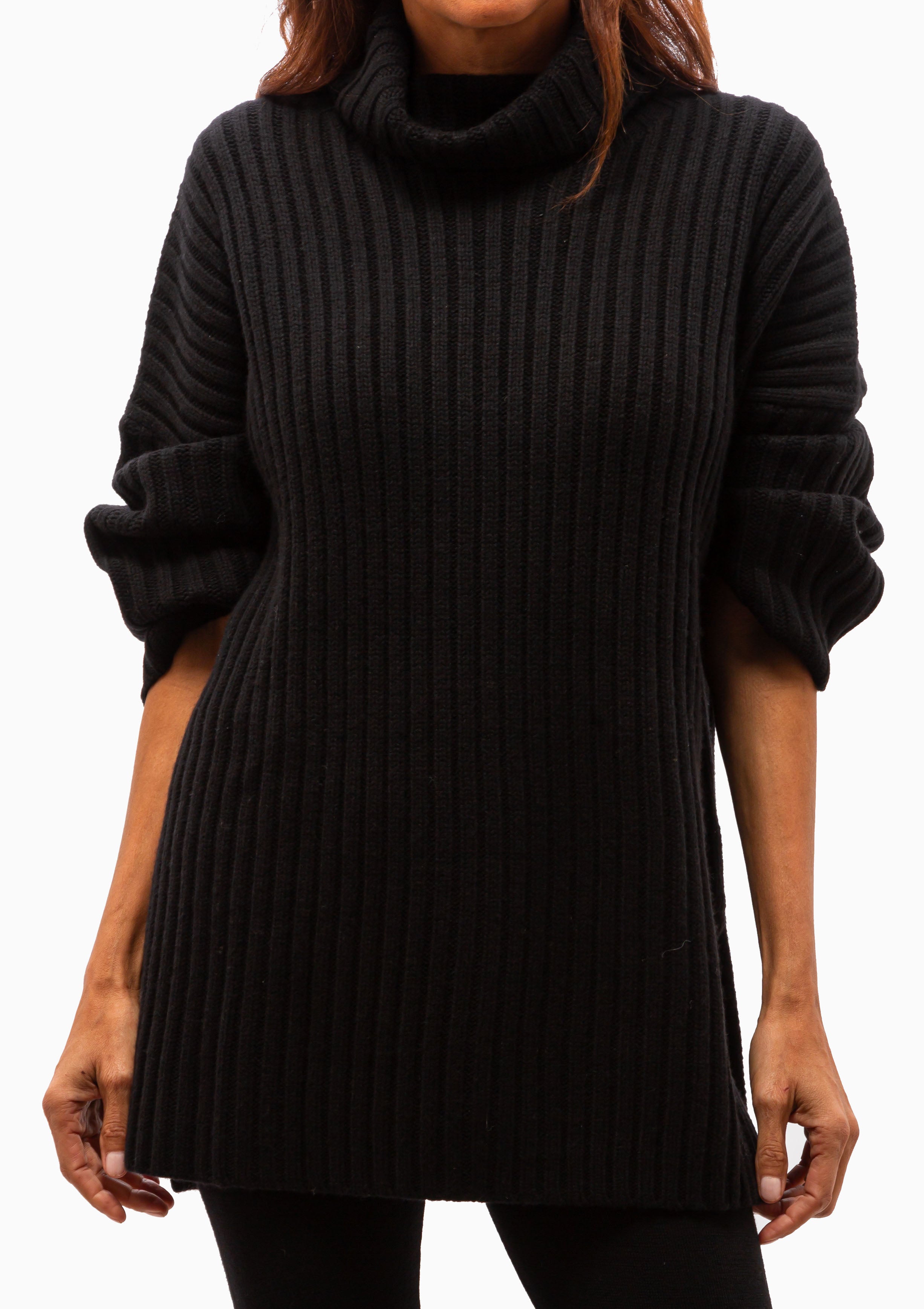 Ribbed High Neck | Black