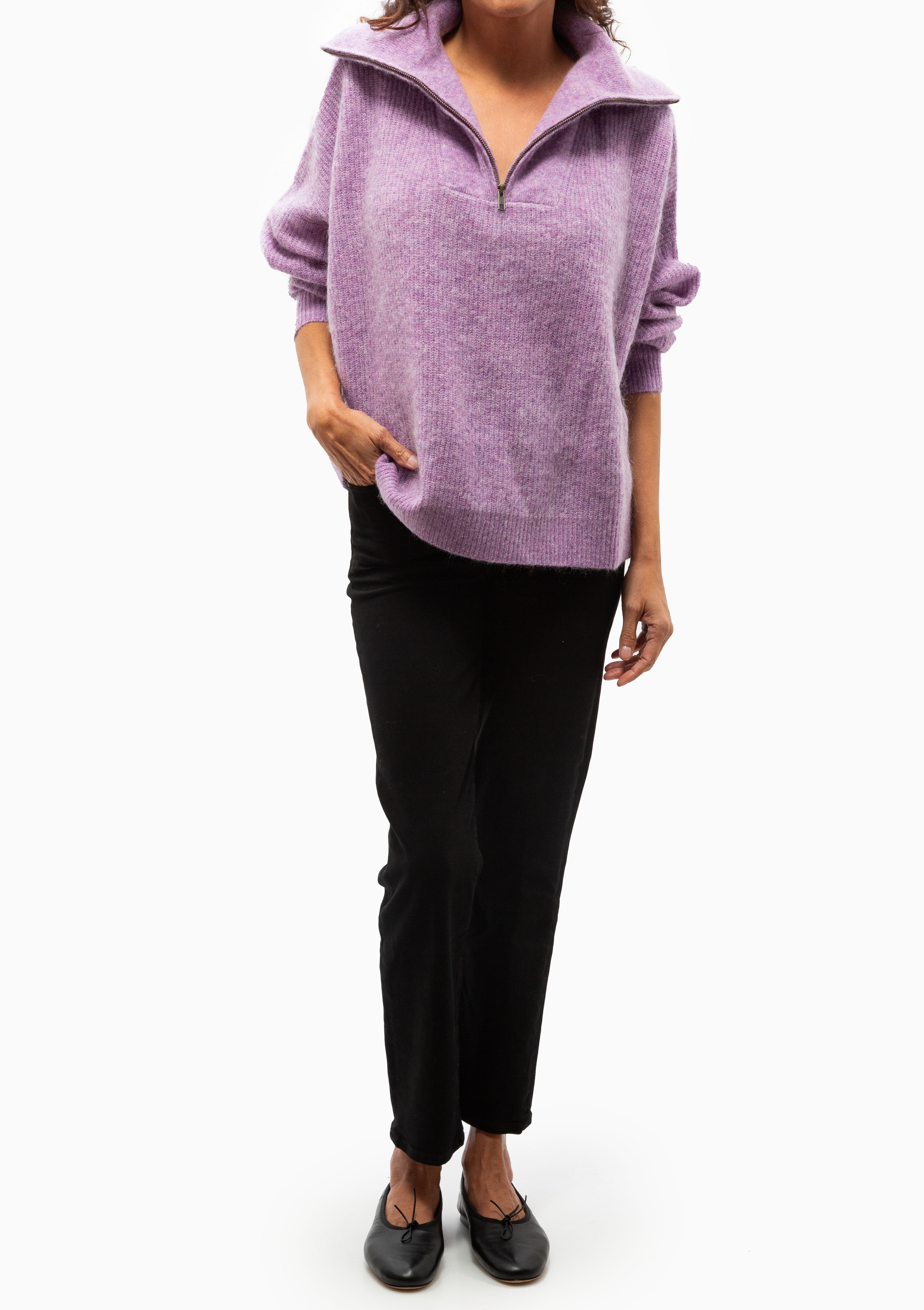 Seba Zip Up Jumper | Mauve Mist