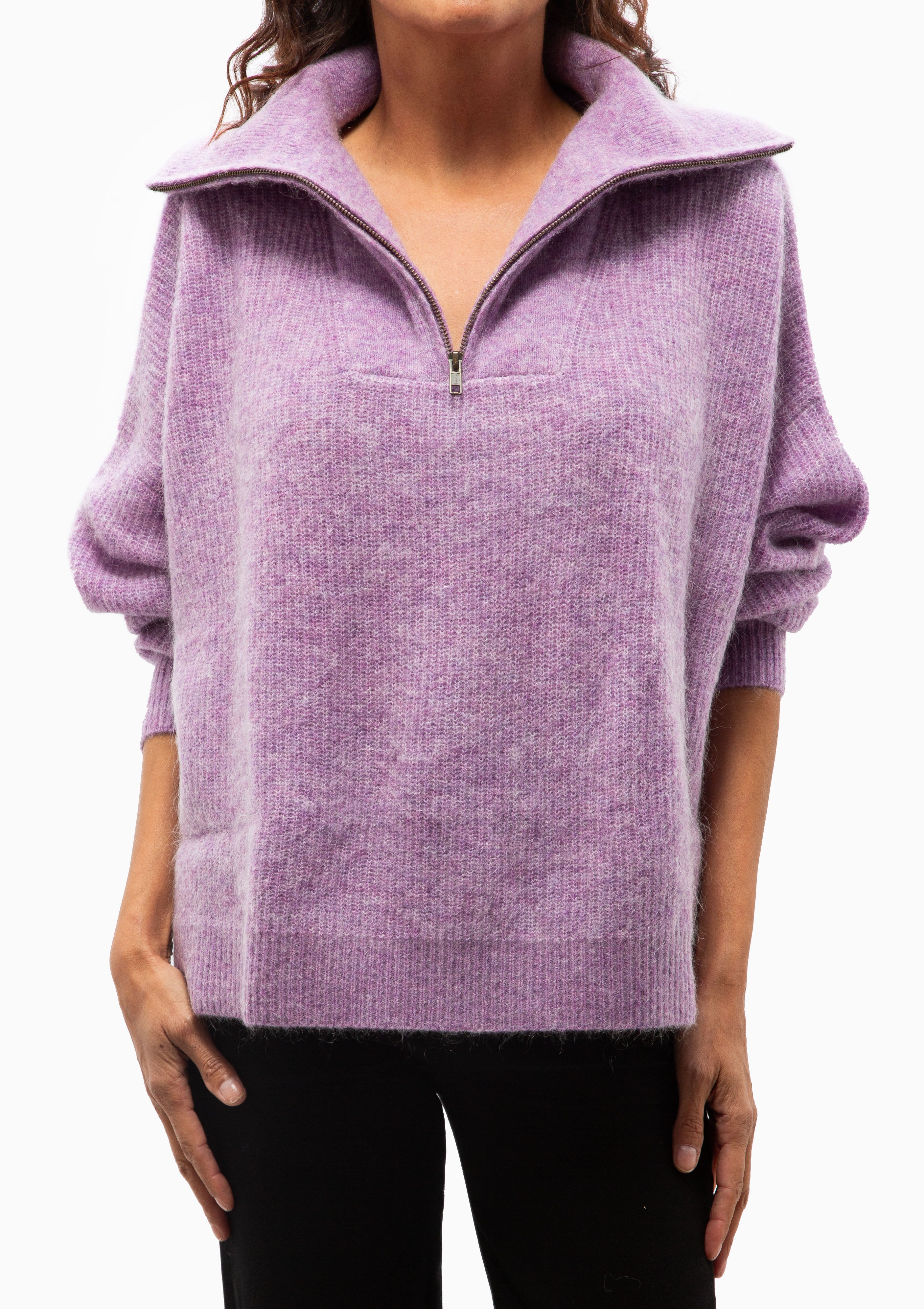 Seba Zip Up Jumper | Mauve Mist