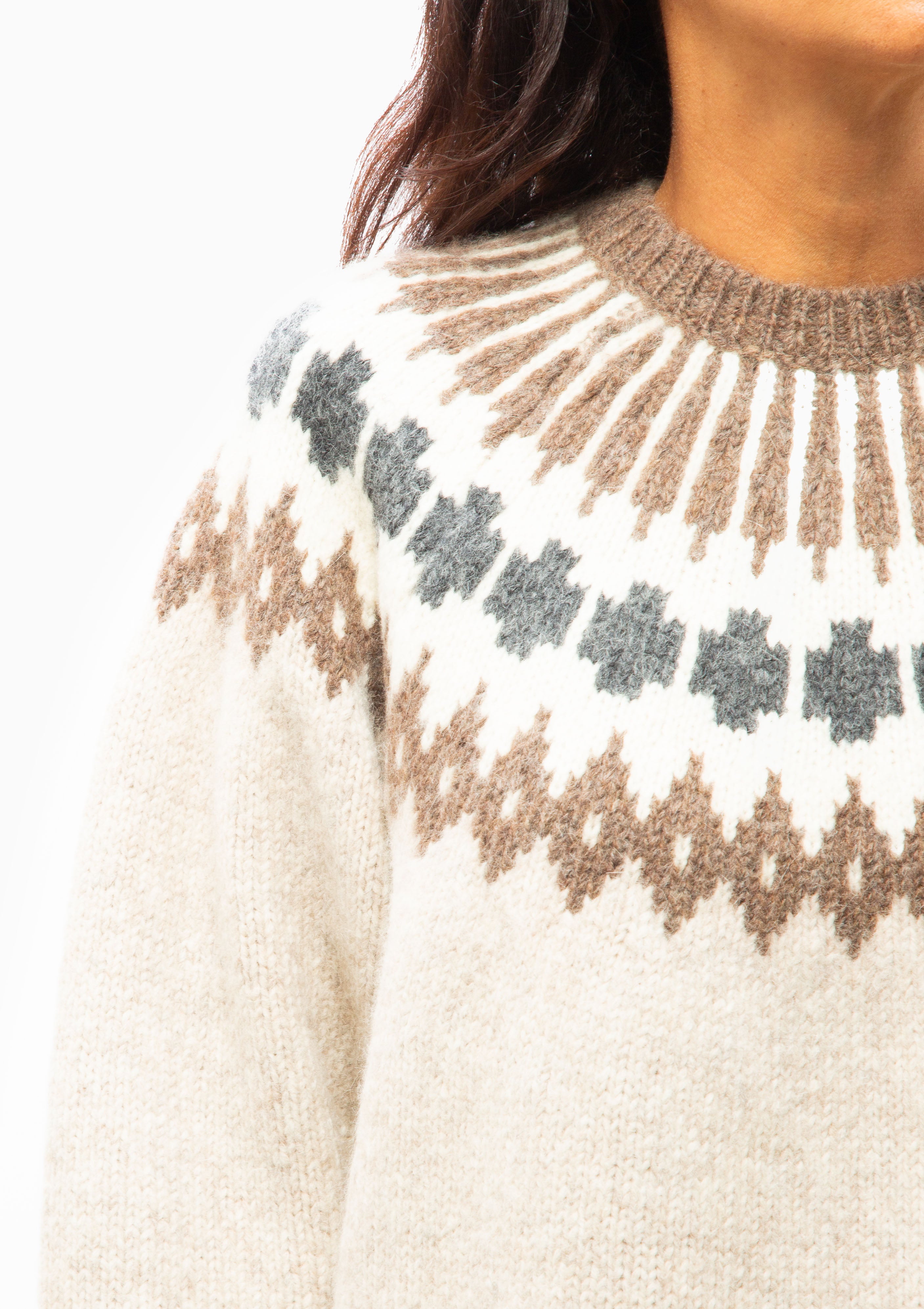 Alena Sweater | Oatmeal Fairisle