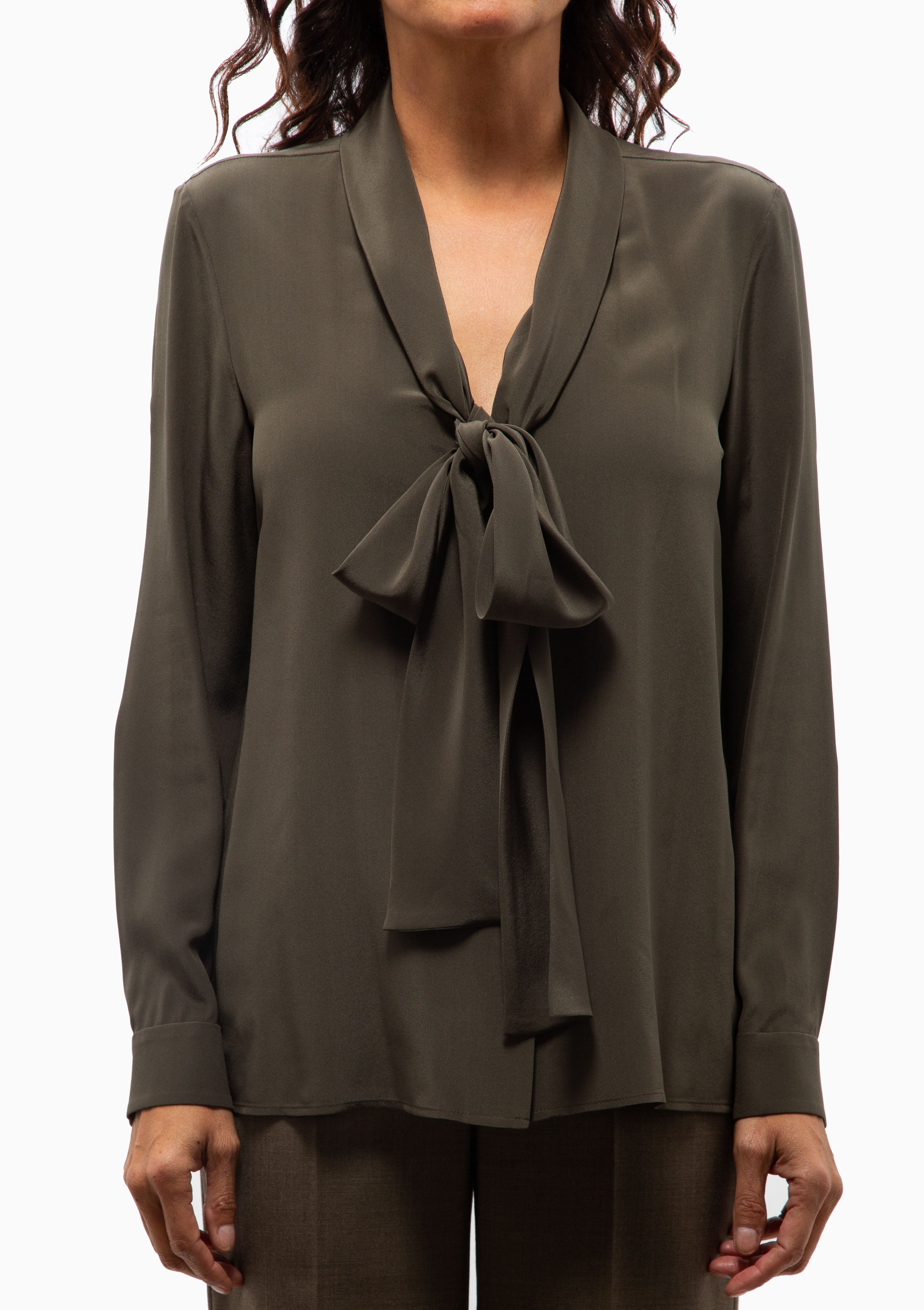 Angelique Tie Neck Blouse | Loden