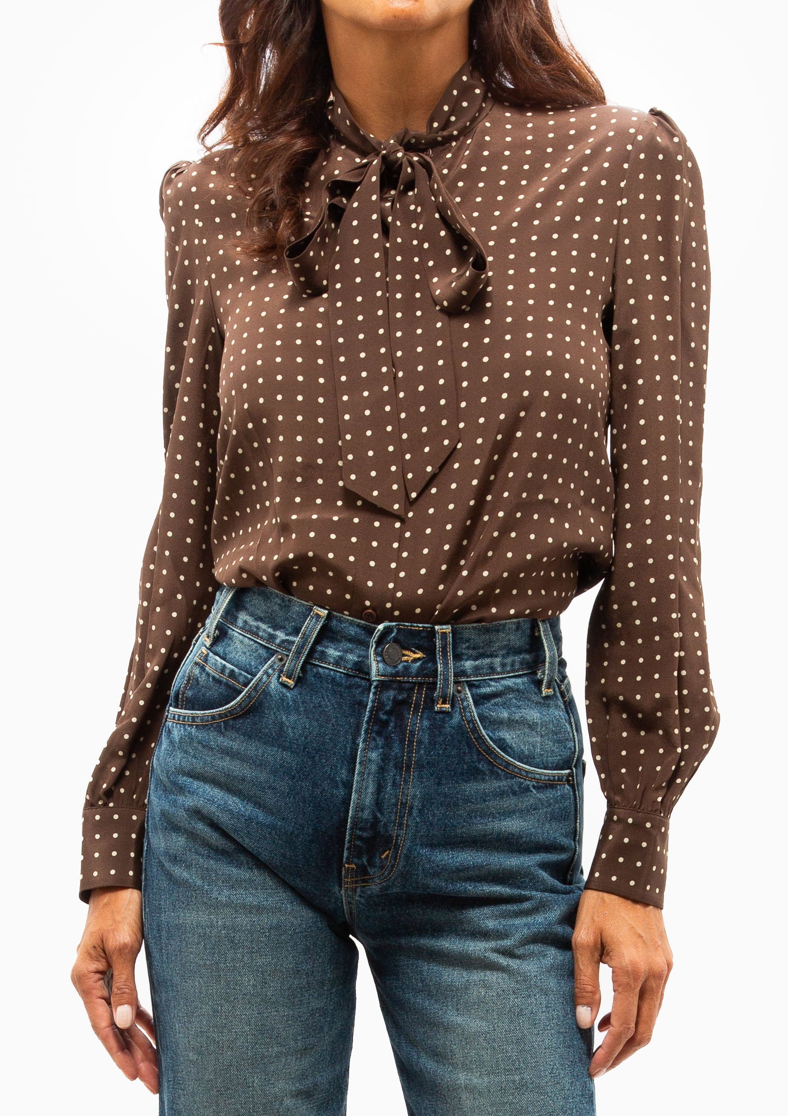 Carina Top | Brown Ivory Dot