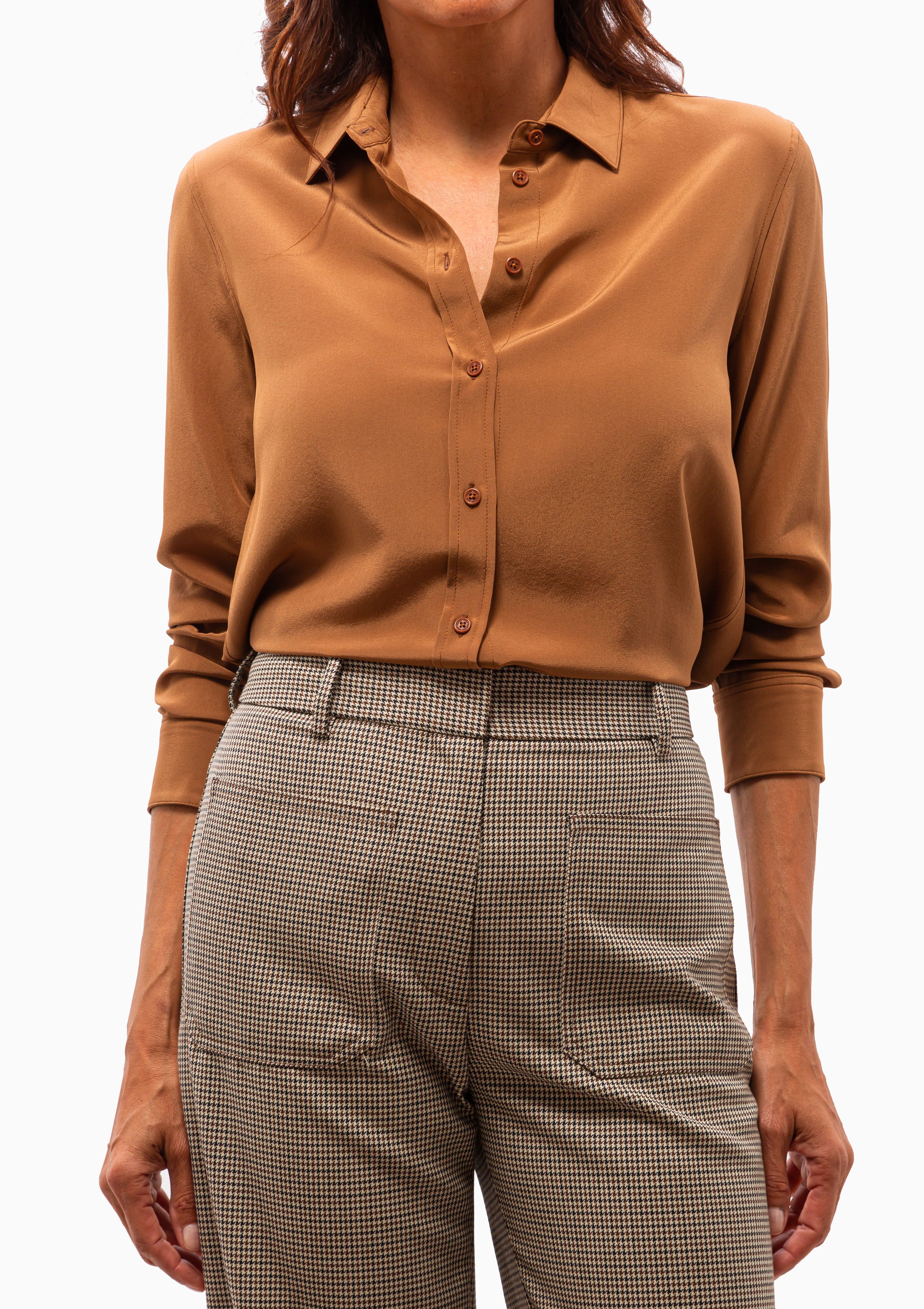 Gaia Silk Slim Shirt | Copper