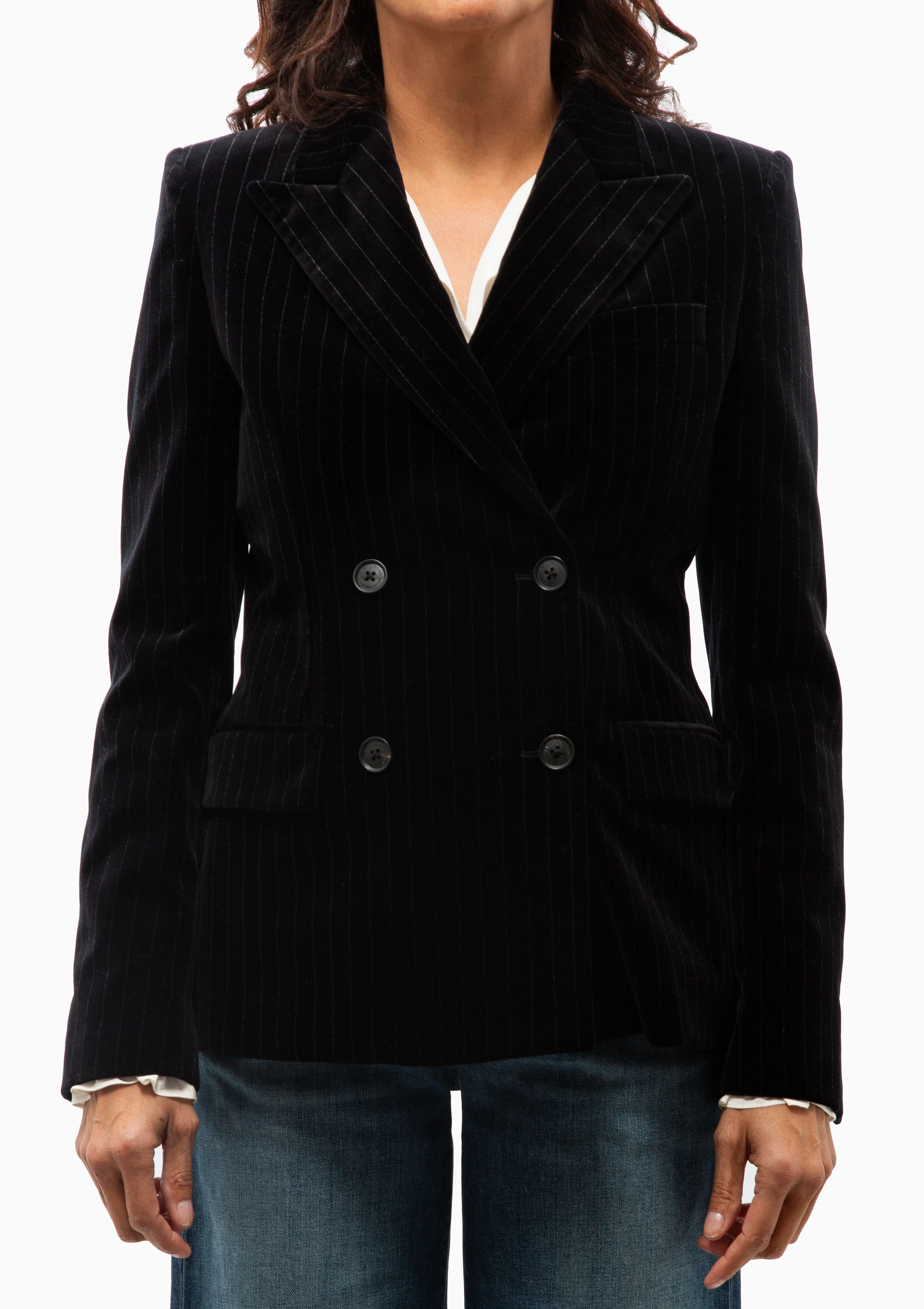 Veda Jacket | Black Pinstripe