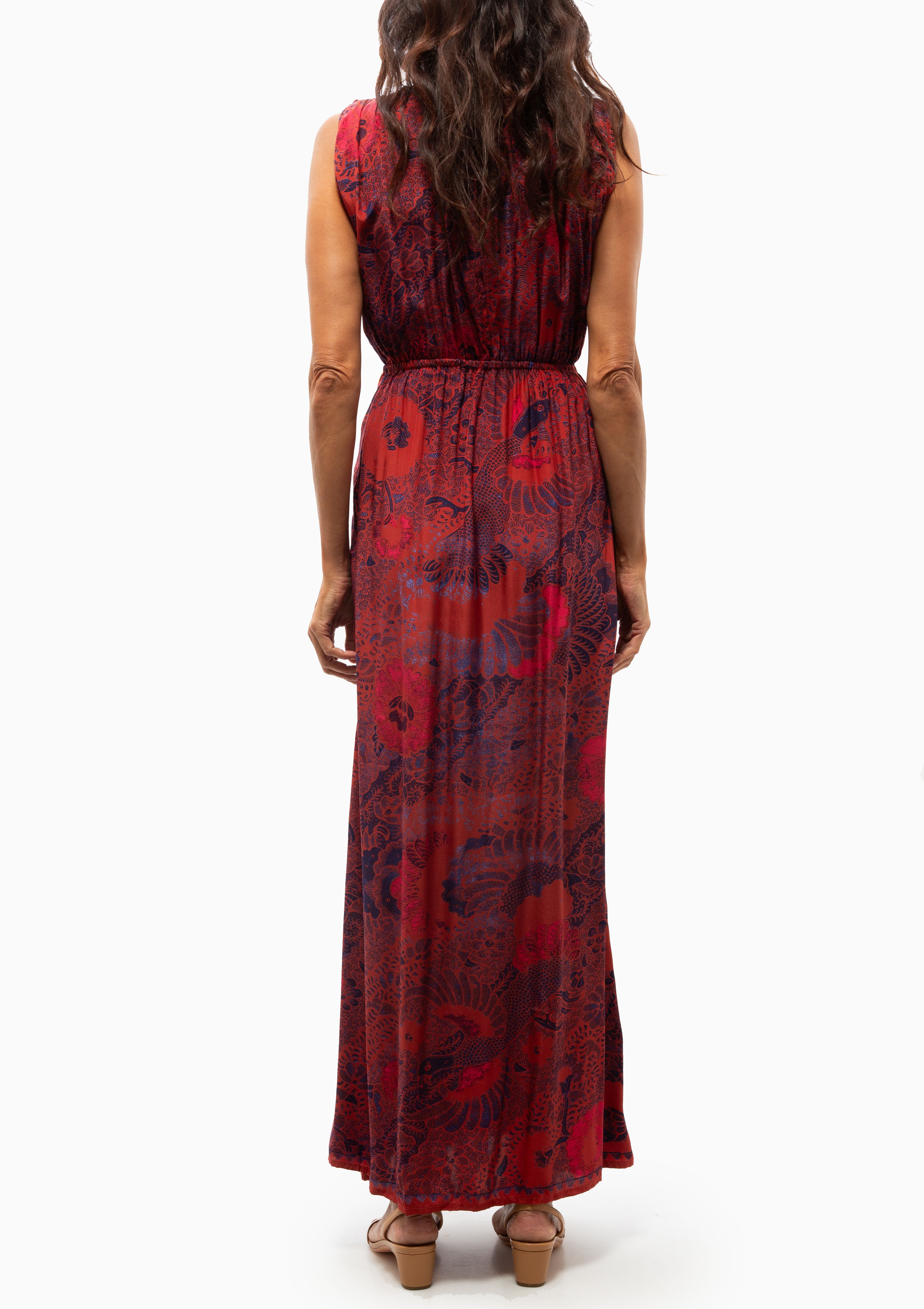 Nico Sleeveless Maxi With Sash | Peacock Currant