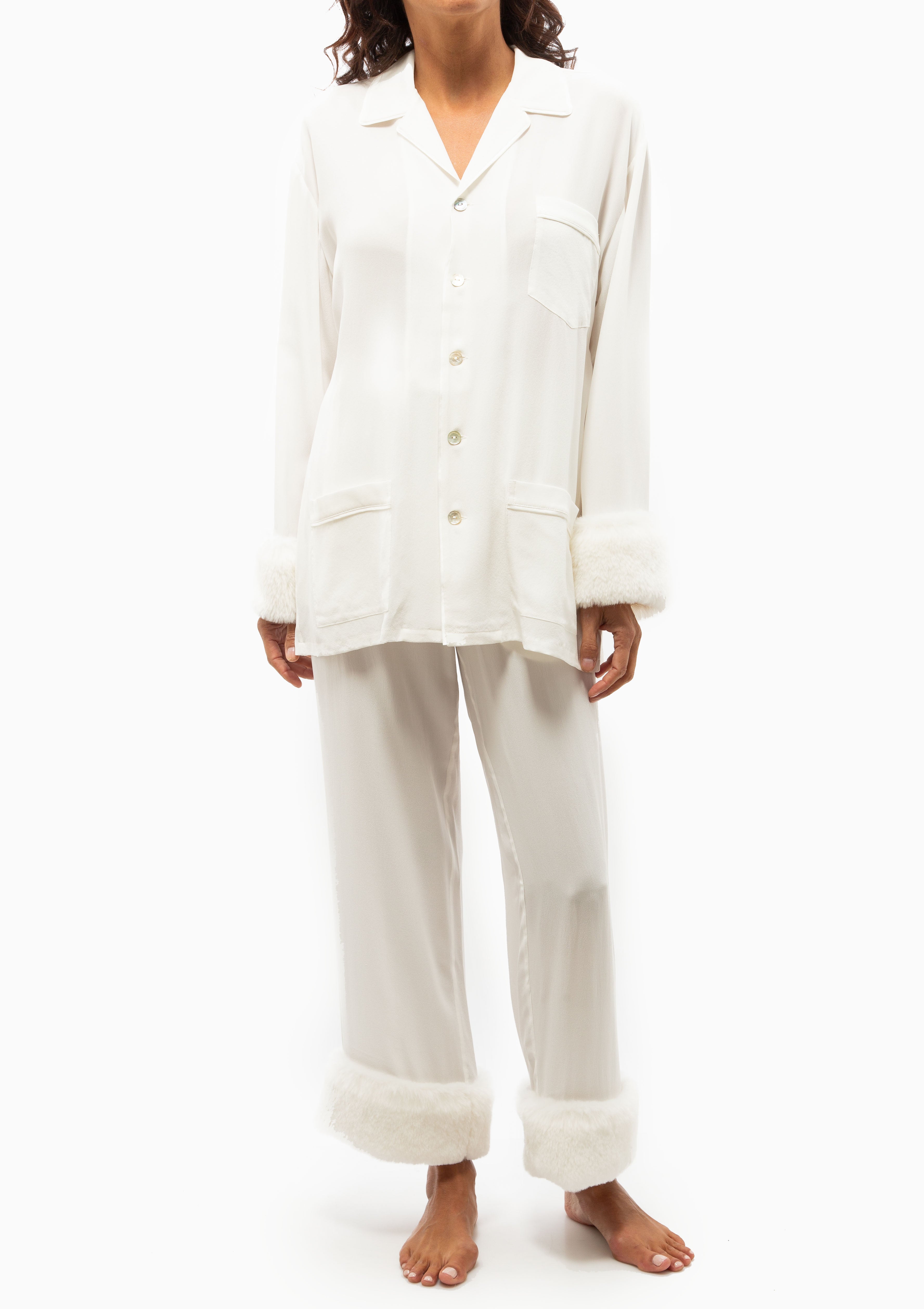 Fifi Silk Crepe De Chine Pajamas | Snow White