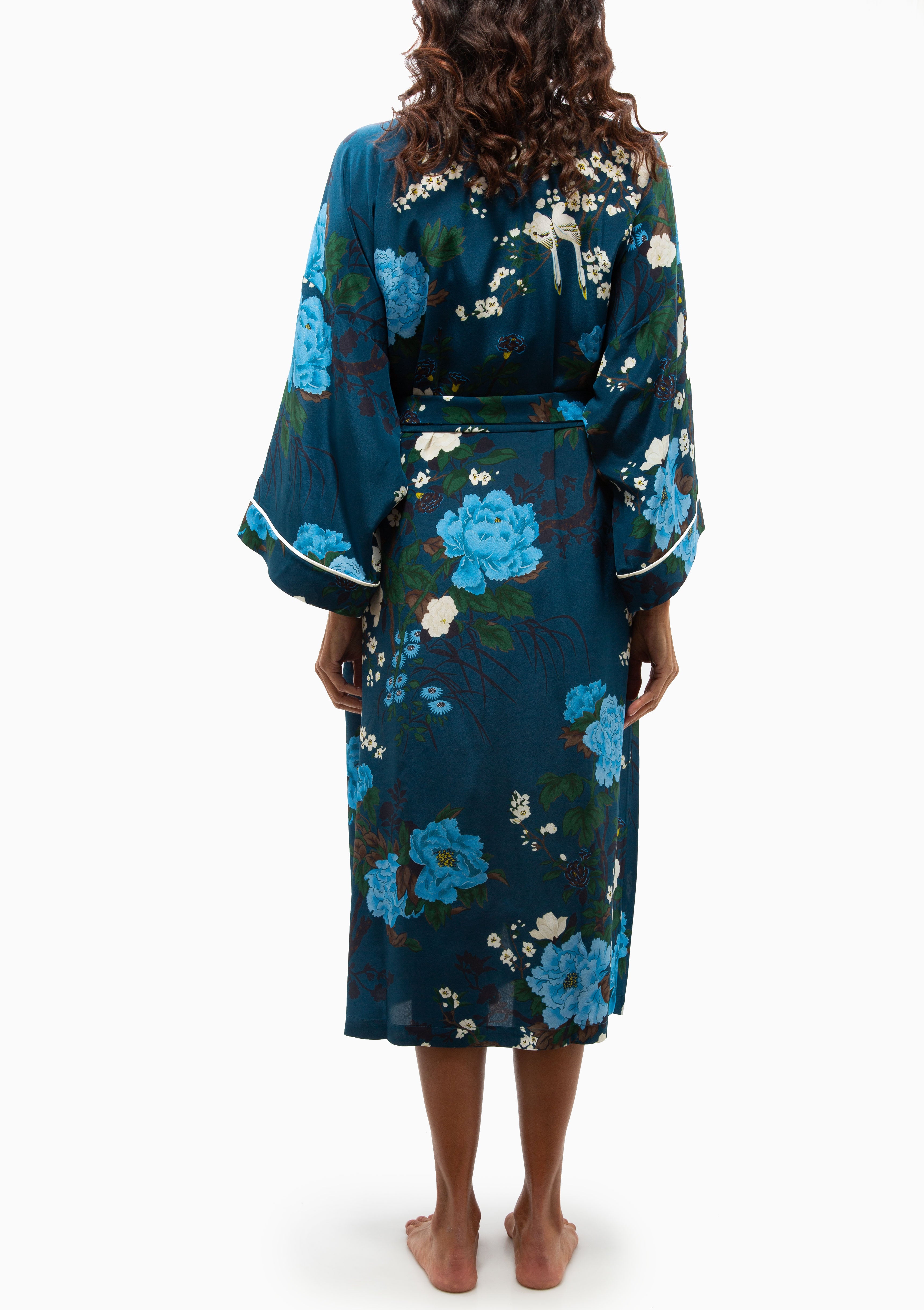 Sabine Crepe De Chine Robe | Tibatant Blue Floral