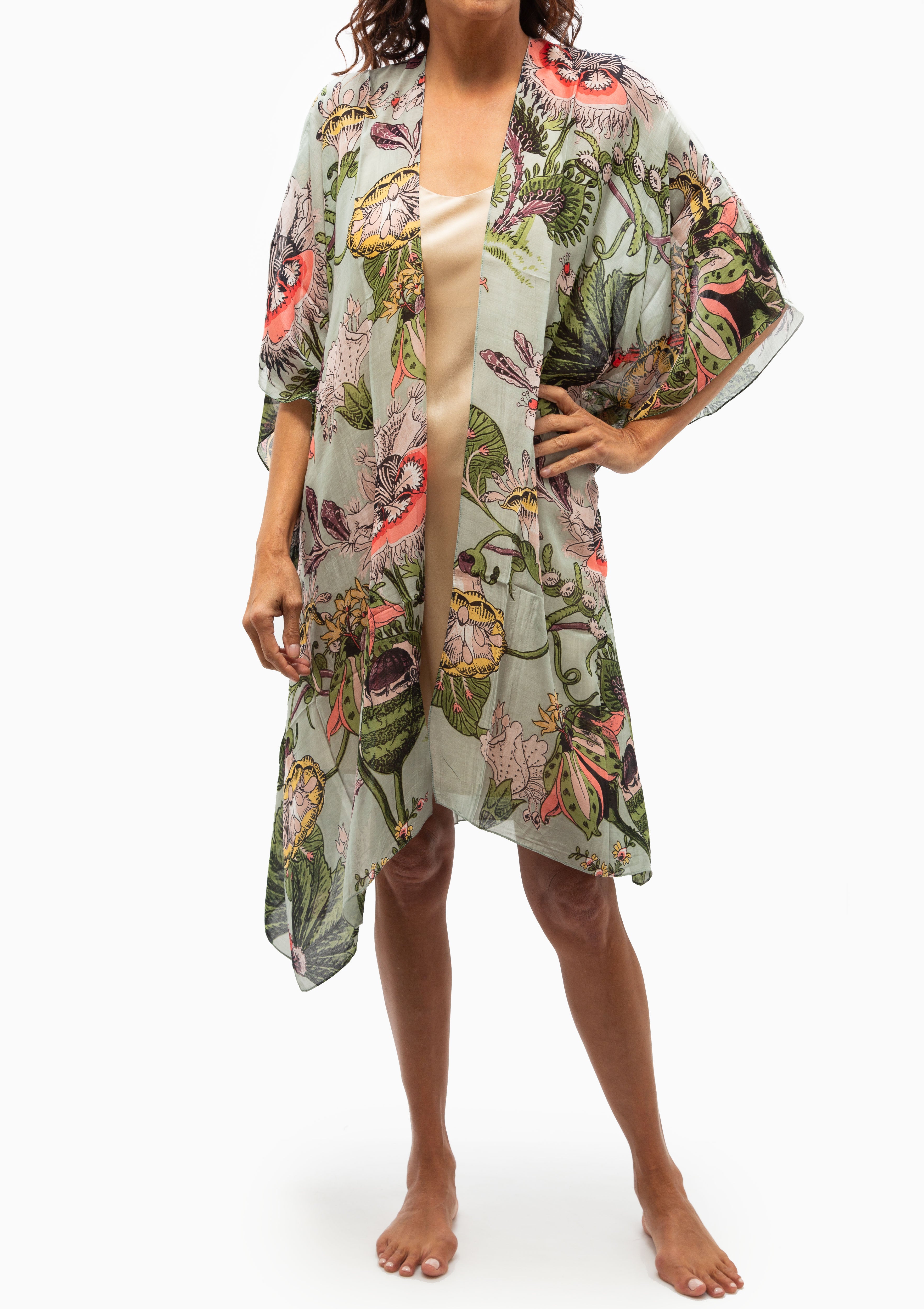 Eccentric Bloom Long Kimono | Putty