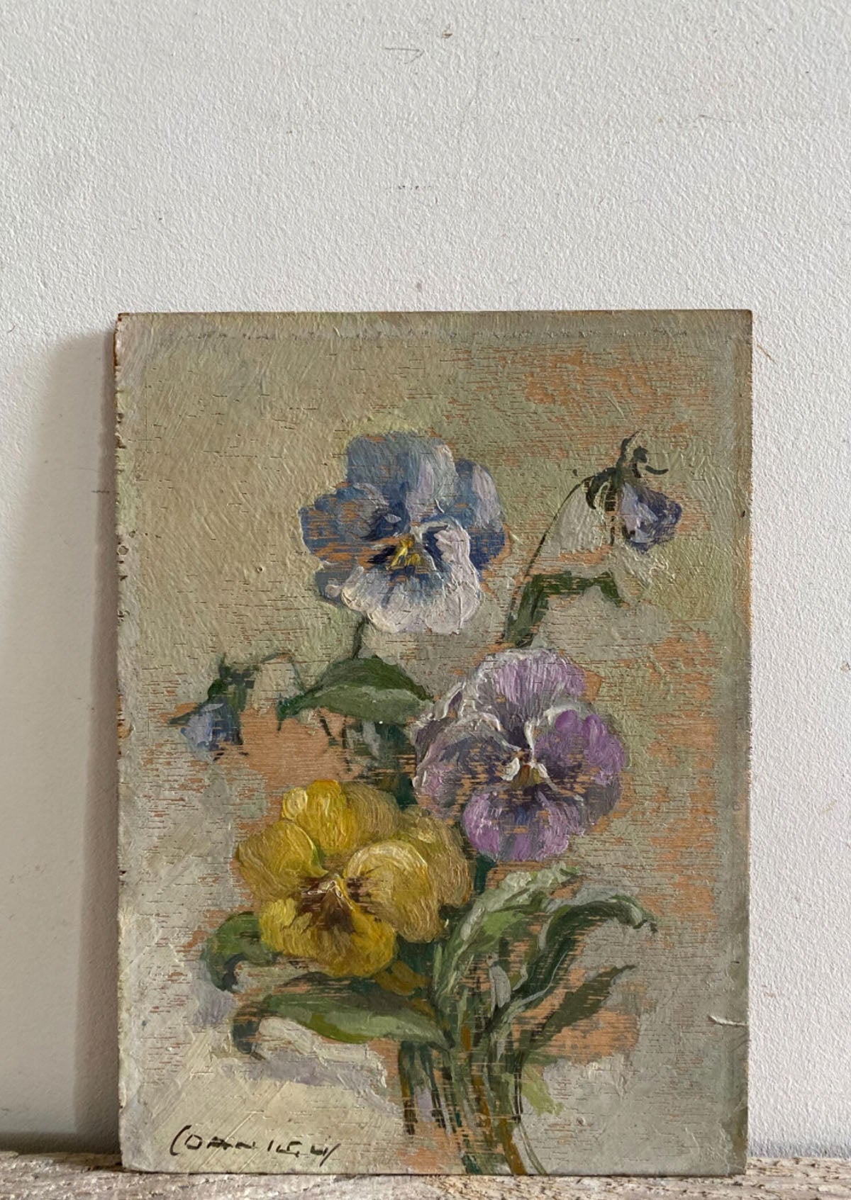 Original Antique Violets Oil Painting | 5.5" x 7"