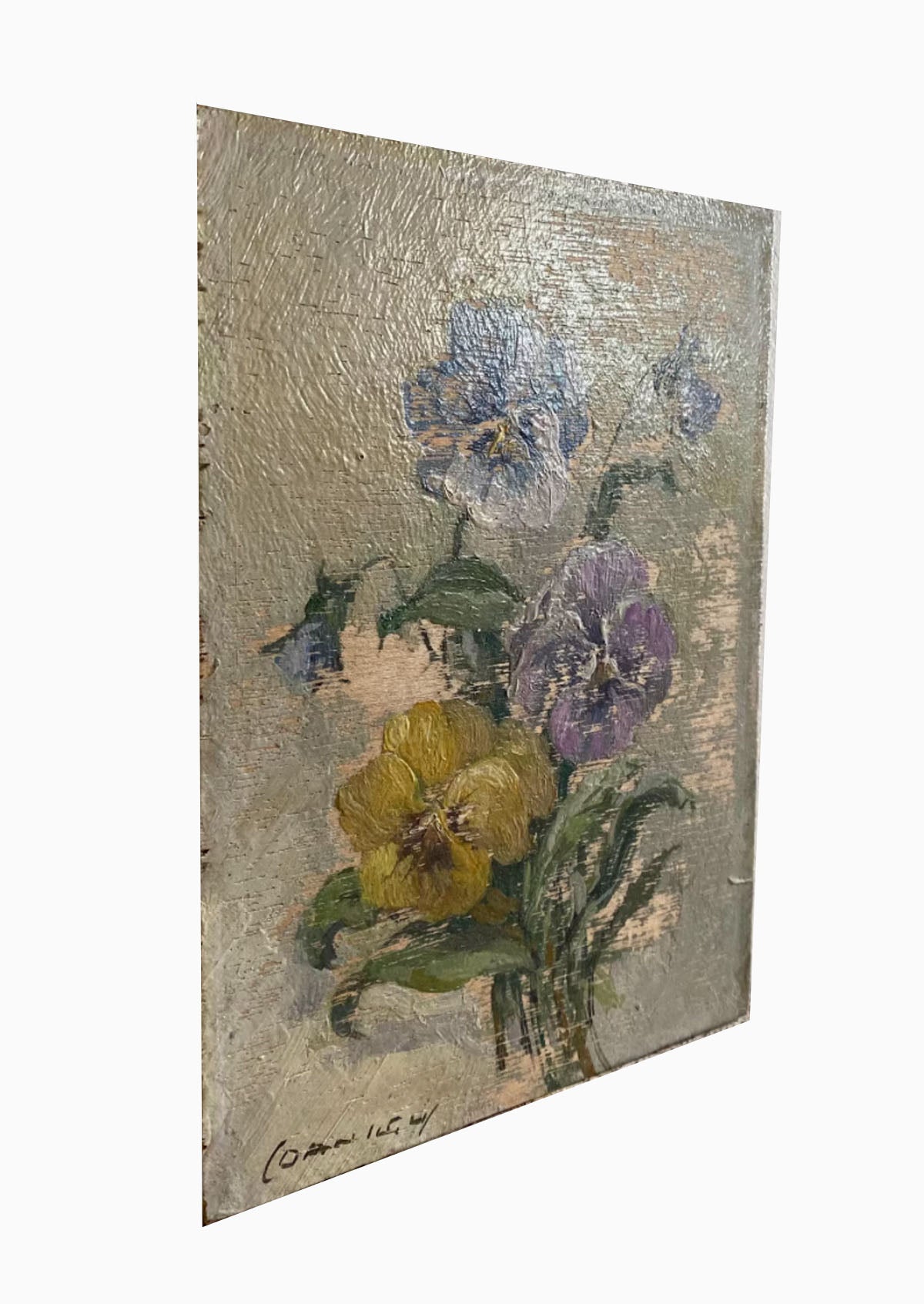 Original Antique Violets Oil Painting