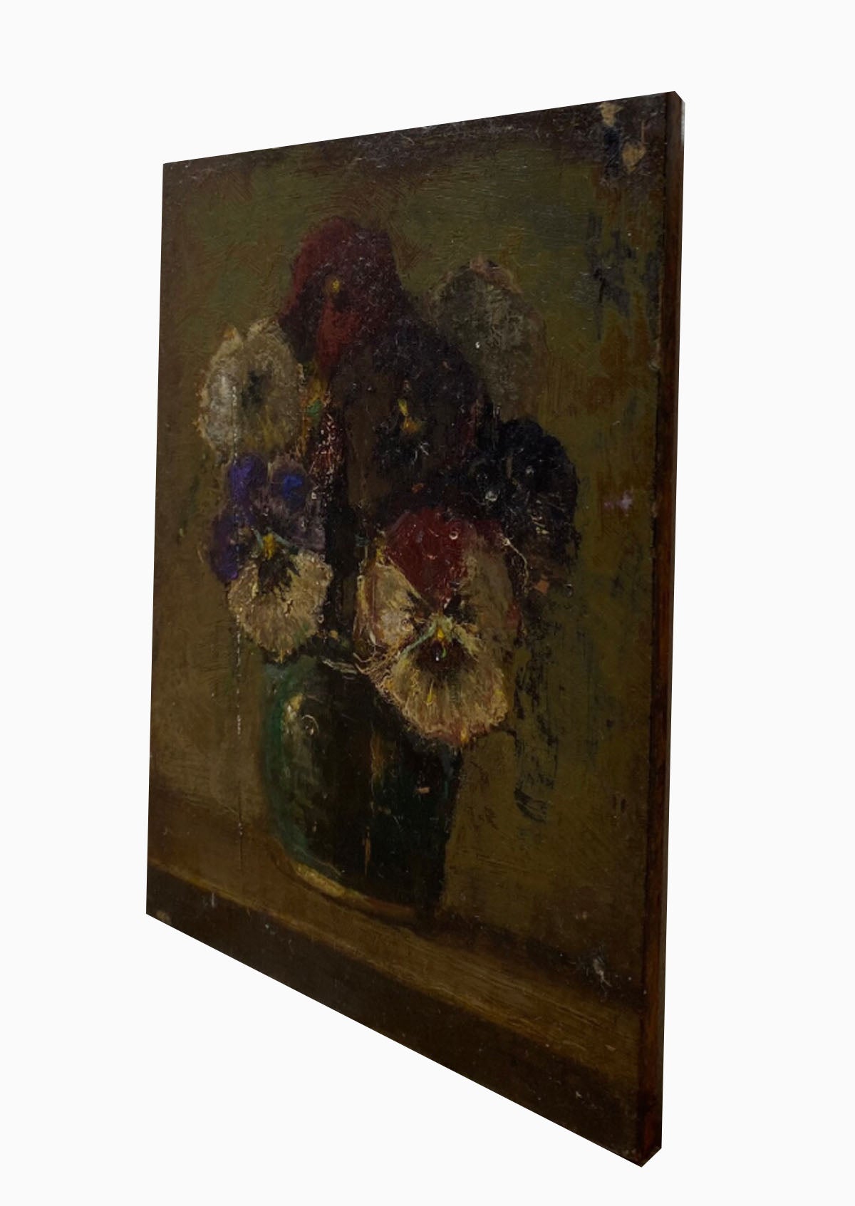 Original Small Antique Violets Oil Painting