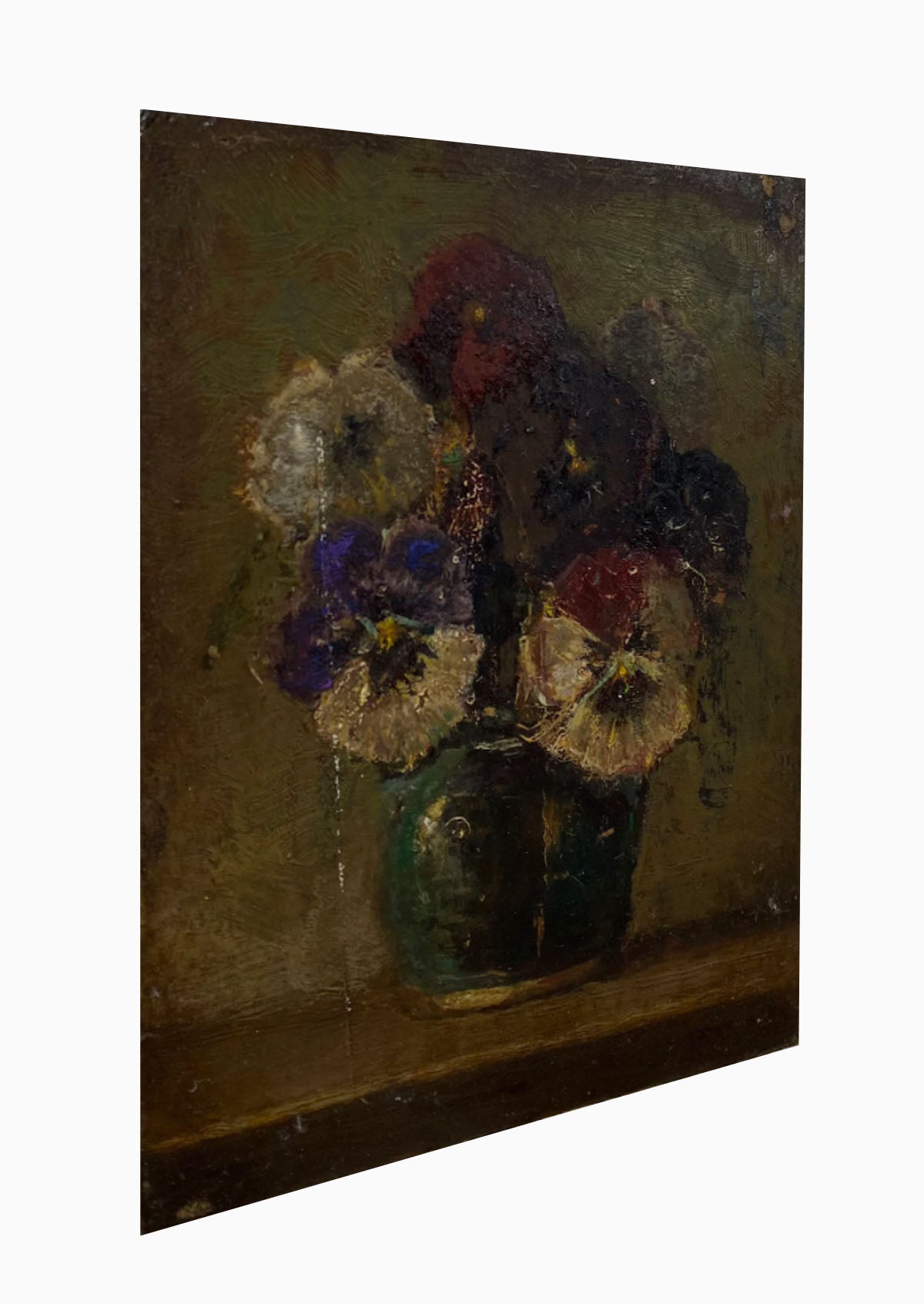 Original Small Antique Violets Oil Painting