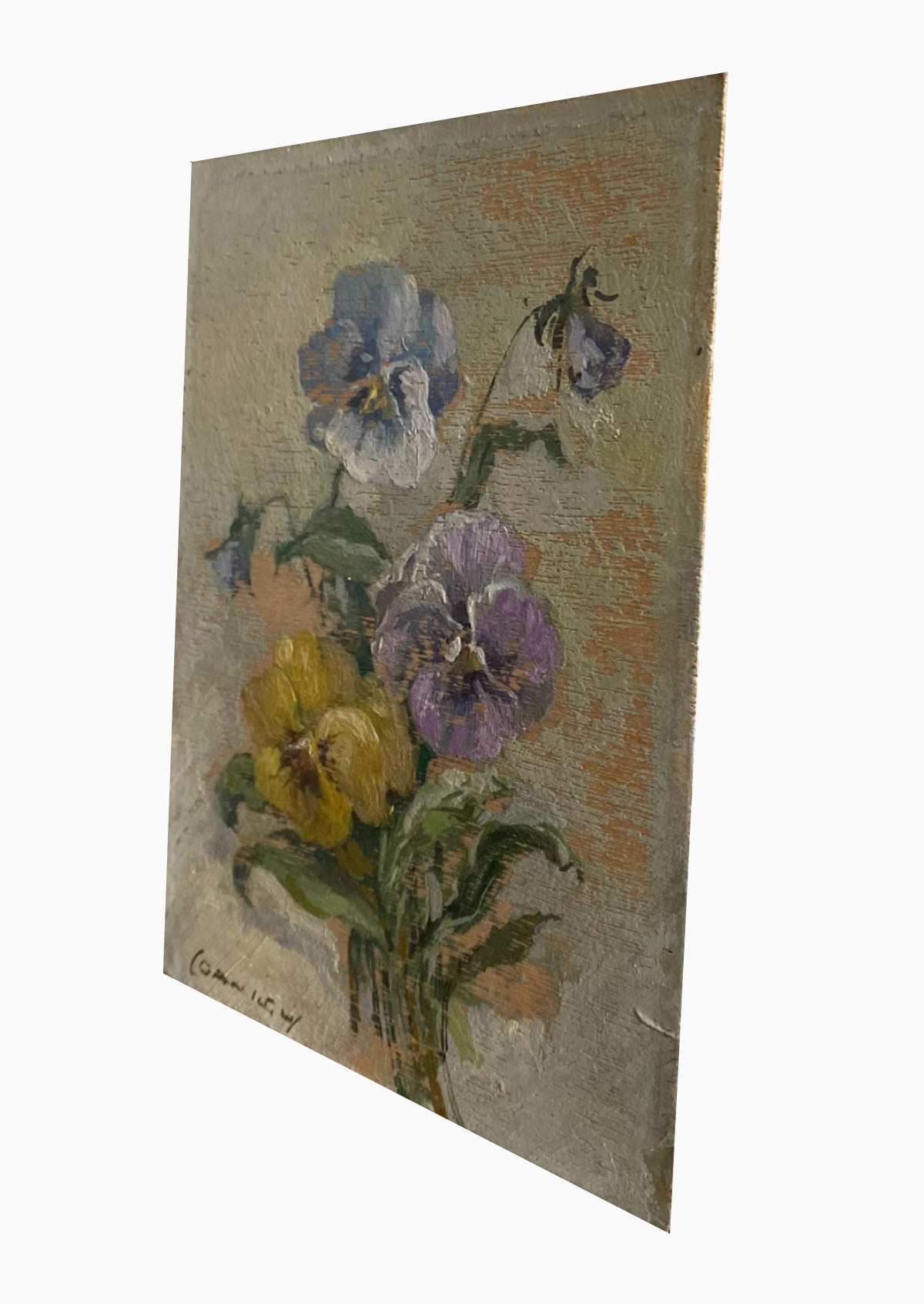 Original Antique Violets Oil Painting