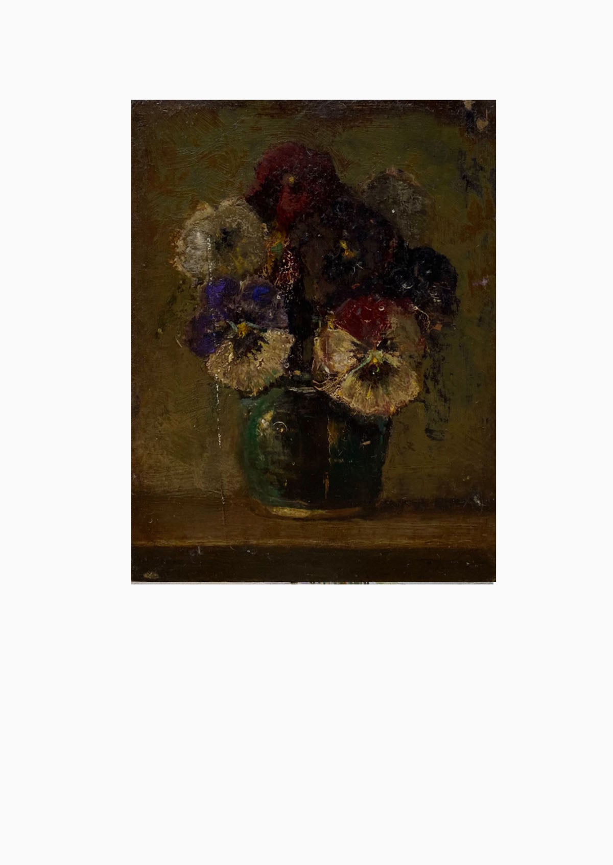 Original Small Antique Violets Oil Painting | 5.5" x 7"