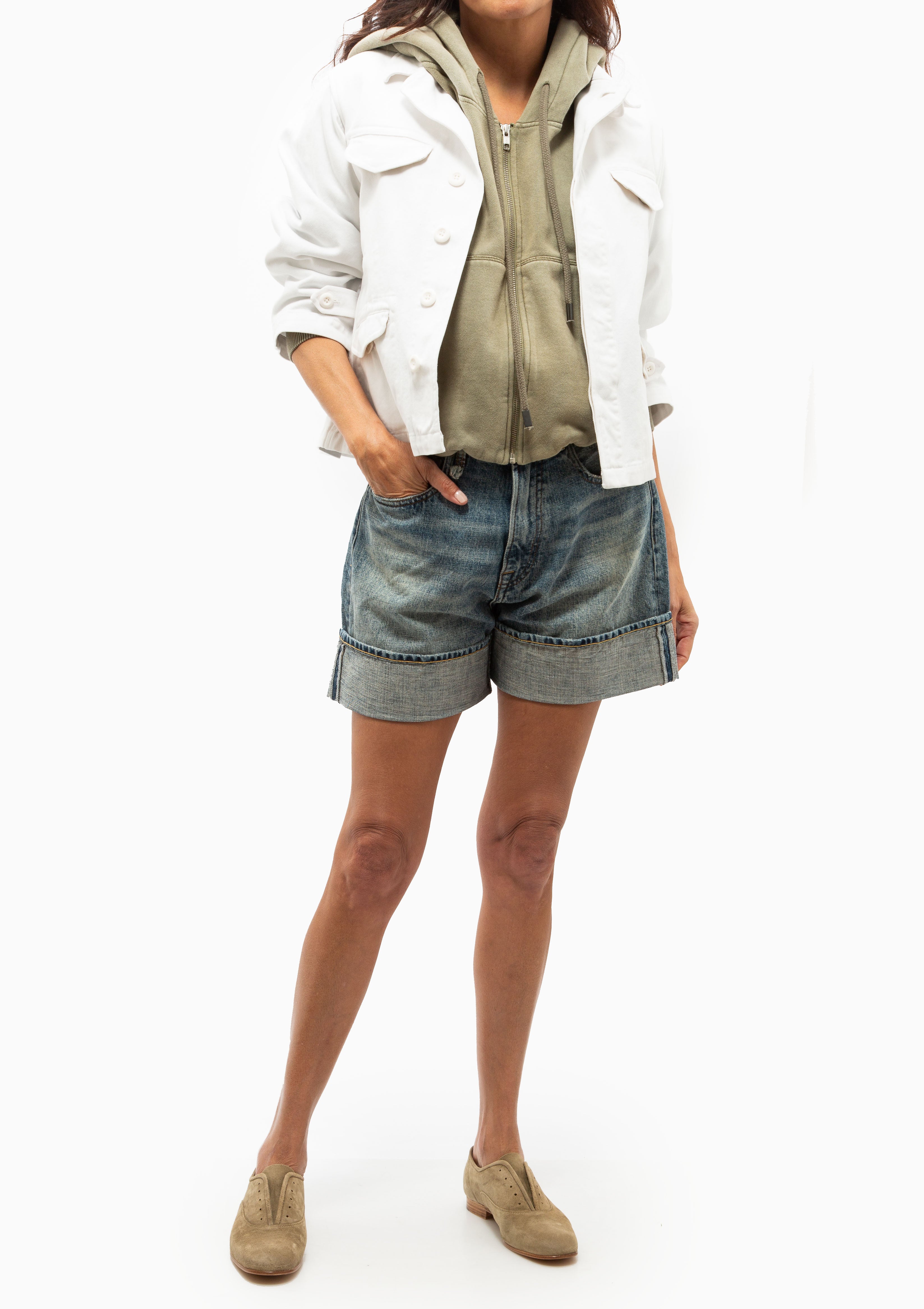 Boxy Army Jacket | White