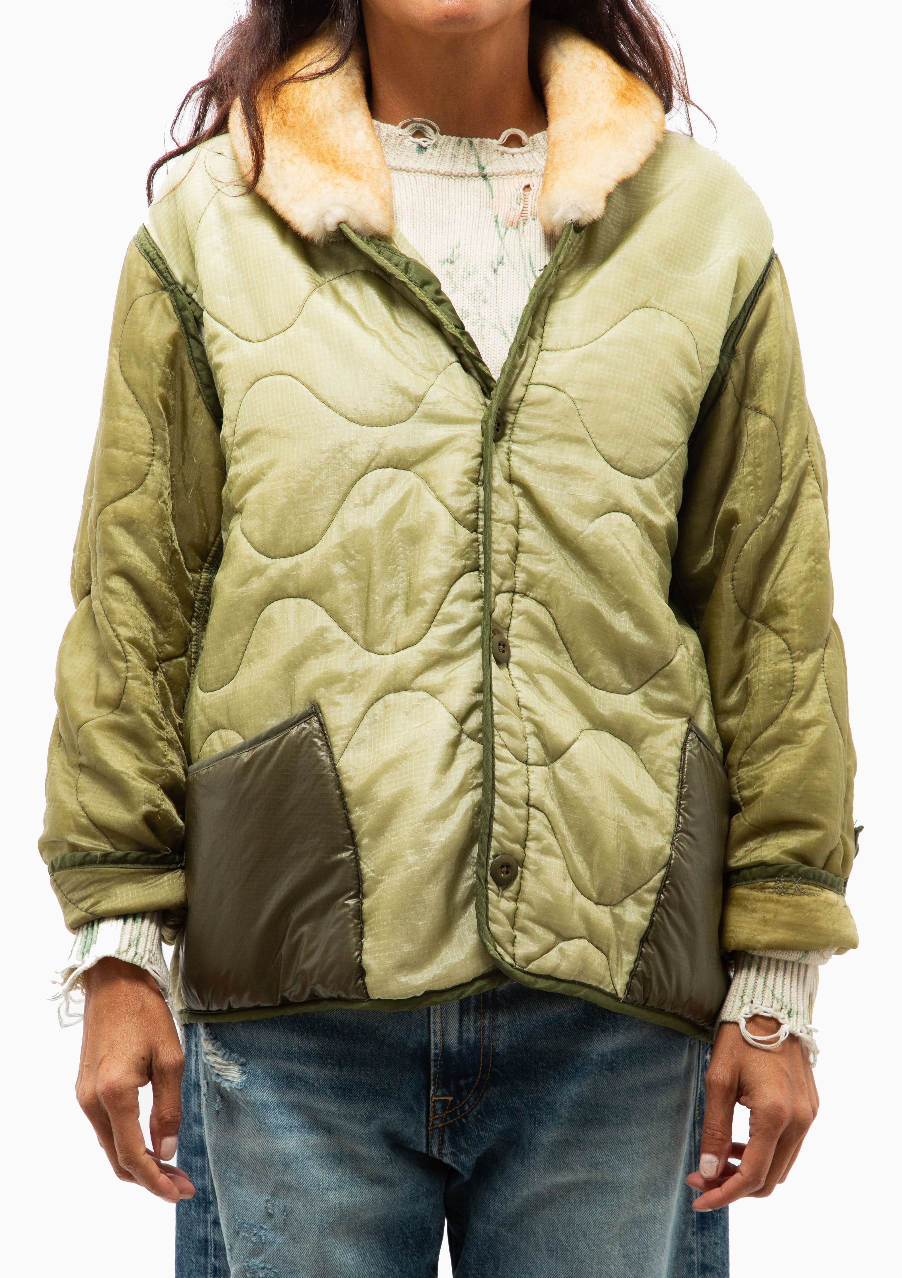 Refurbished Liner With Shearling Shawl Collar | Olive