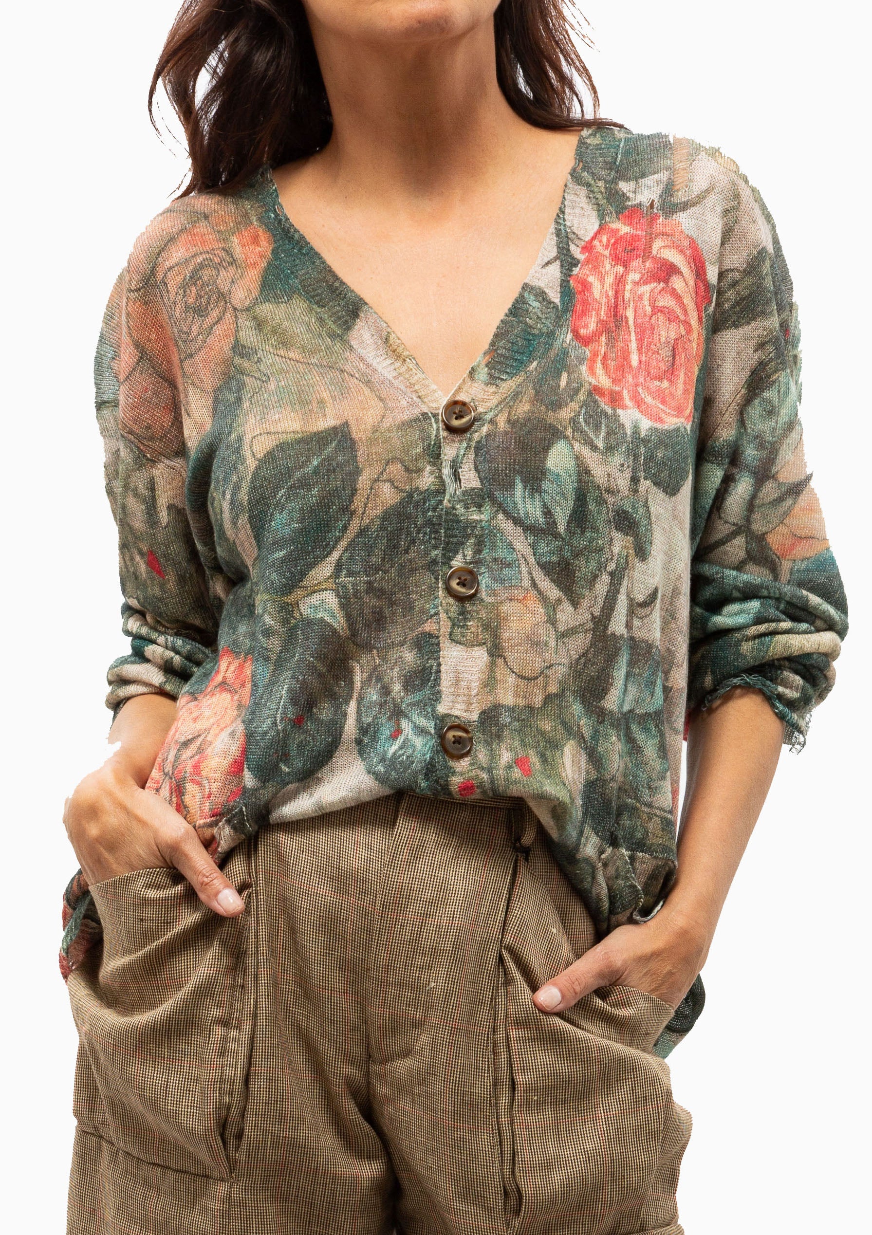 Boyfriend Cardigan | Camo Rose