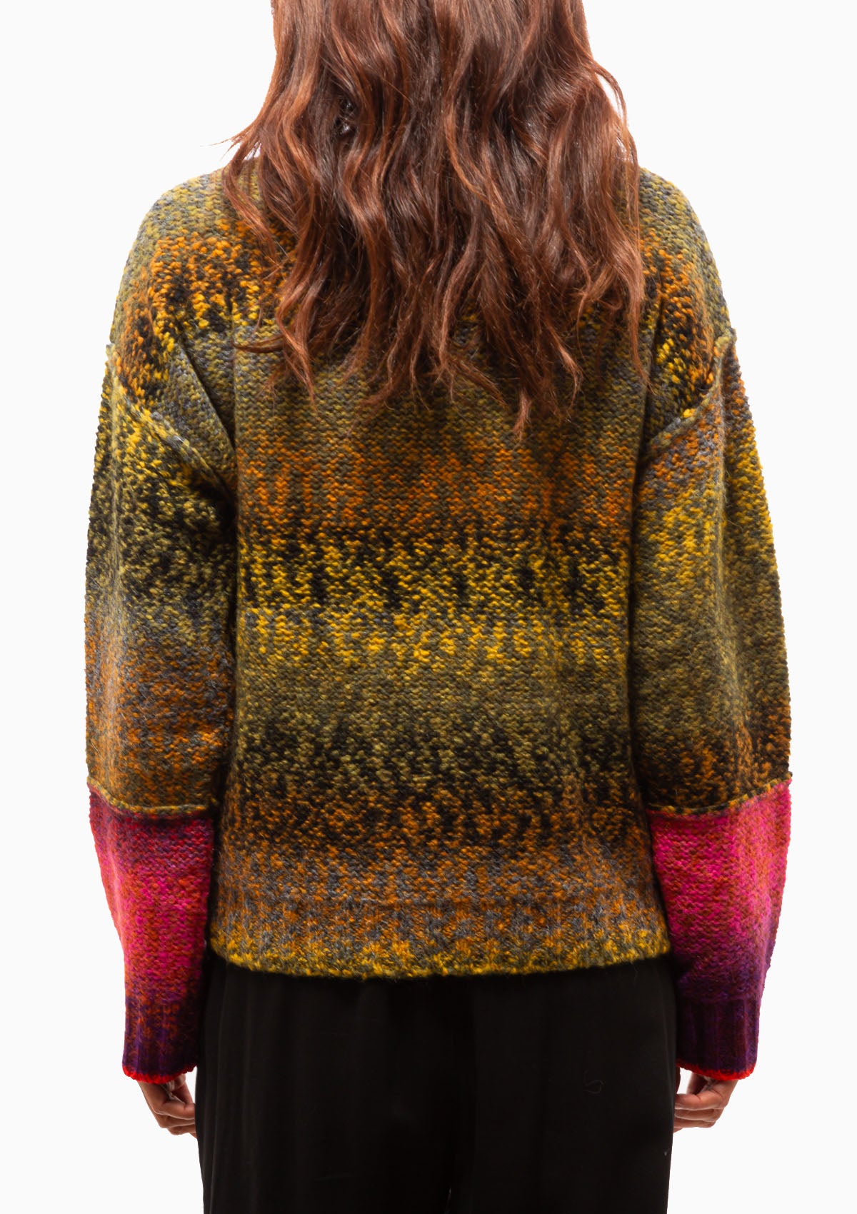 Melange Patchwork Iris Pullover | Olive Burgundy Combo