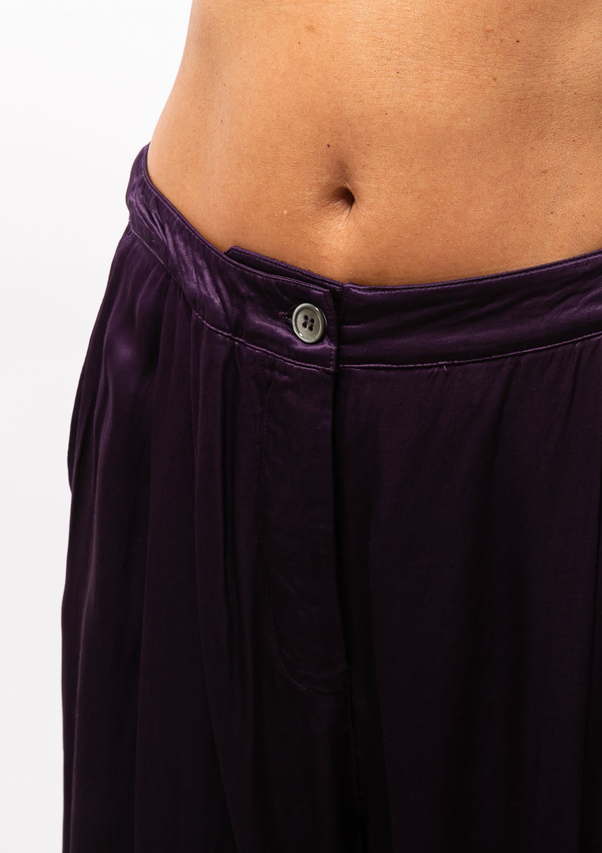 Pebble Satin Bianca Pant | Dark Eggplant