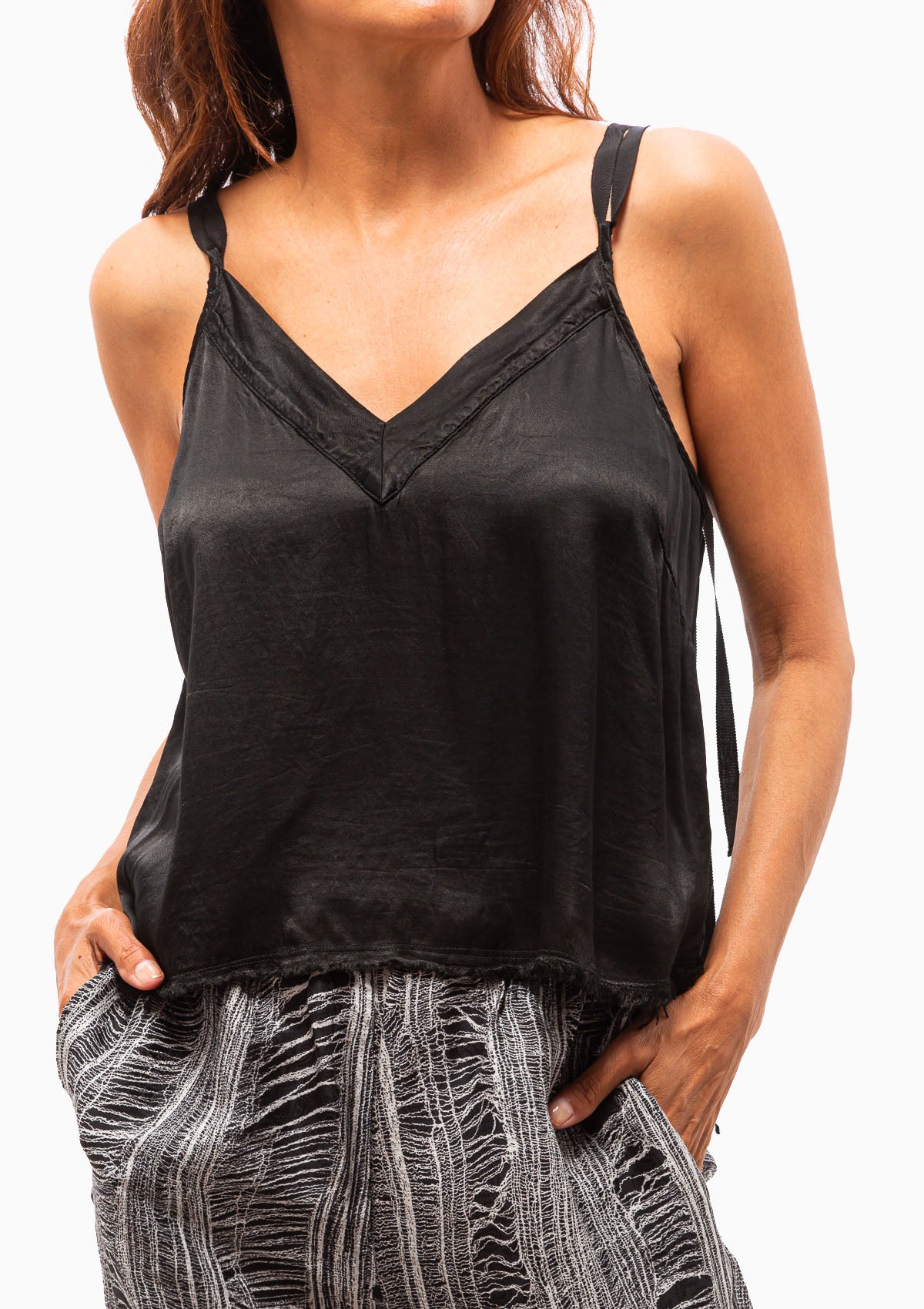 Pebble Satin Mino Camisole | Black