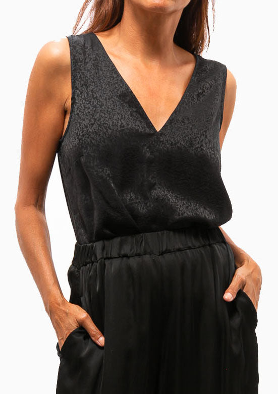 Silk Jacquard Ada Tank | Black