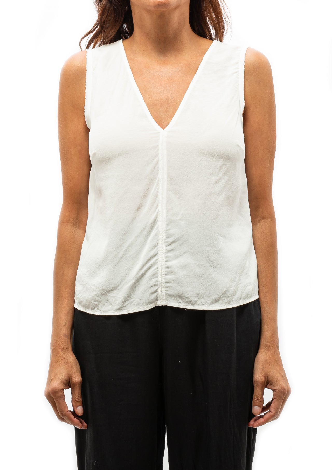 Solid Silk Ada Tank | Washed White