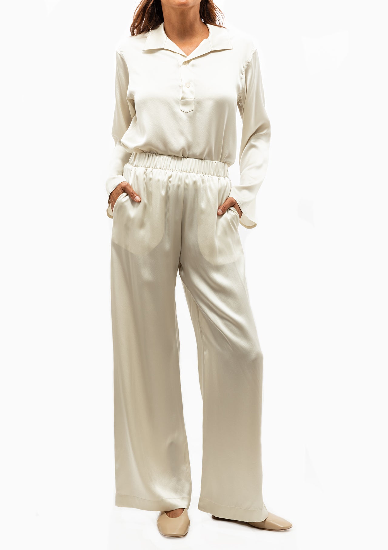 Brynn Wide Leg Pant | Gardenia