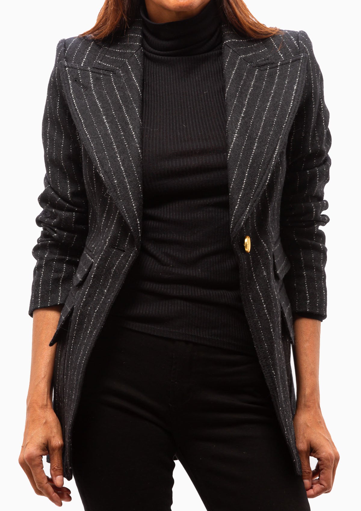 Birkin Blazer Black Pinstripe