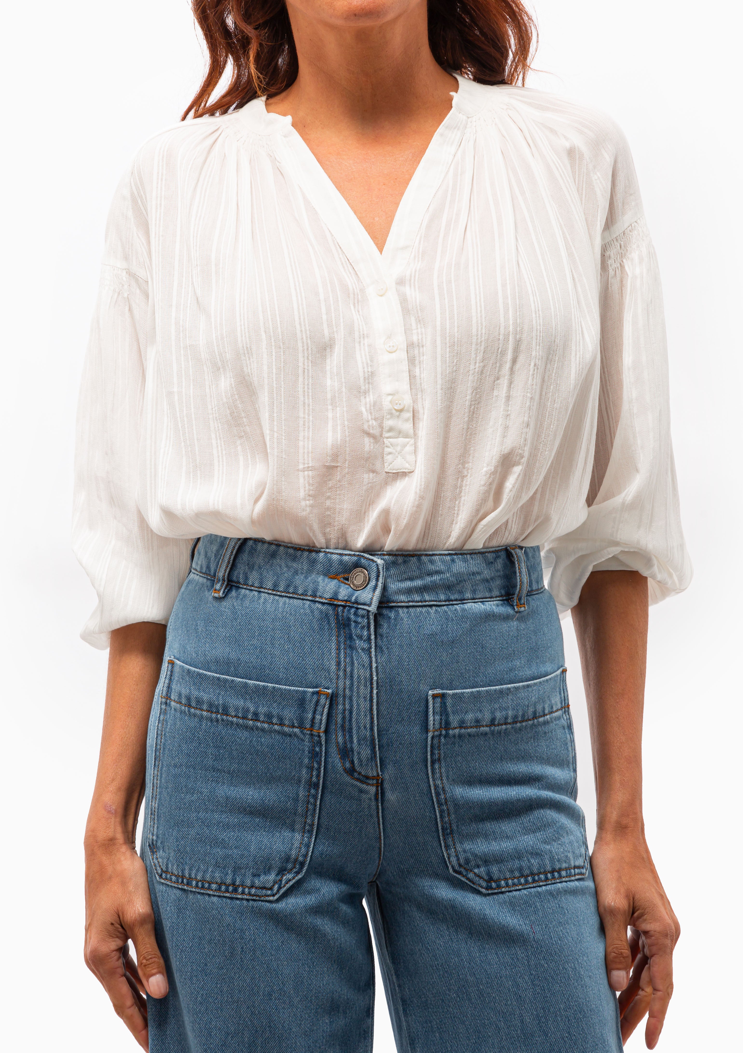 Nipoa Striped Blouse | Blanc