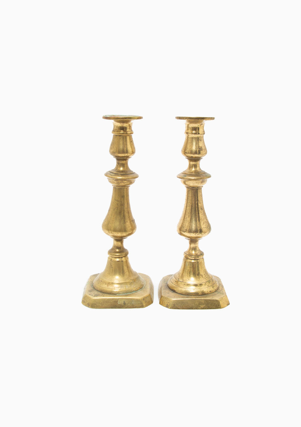 Vintage Brass Candlesticks Pair, 9.75"