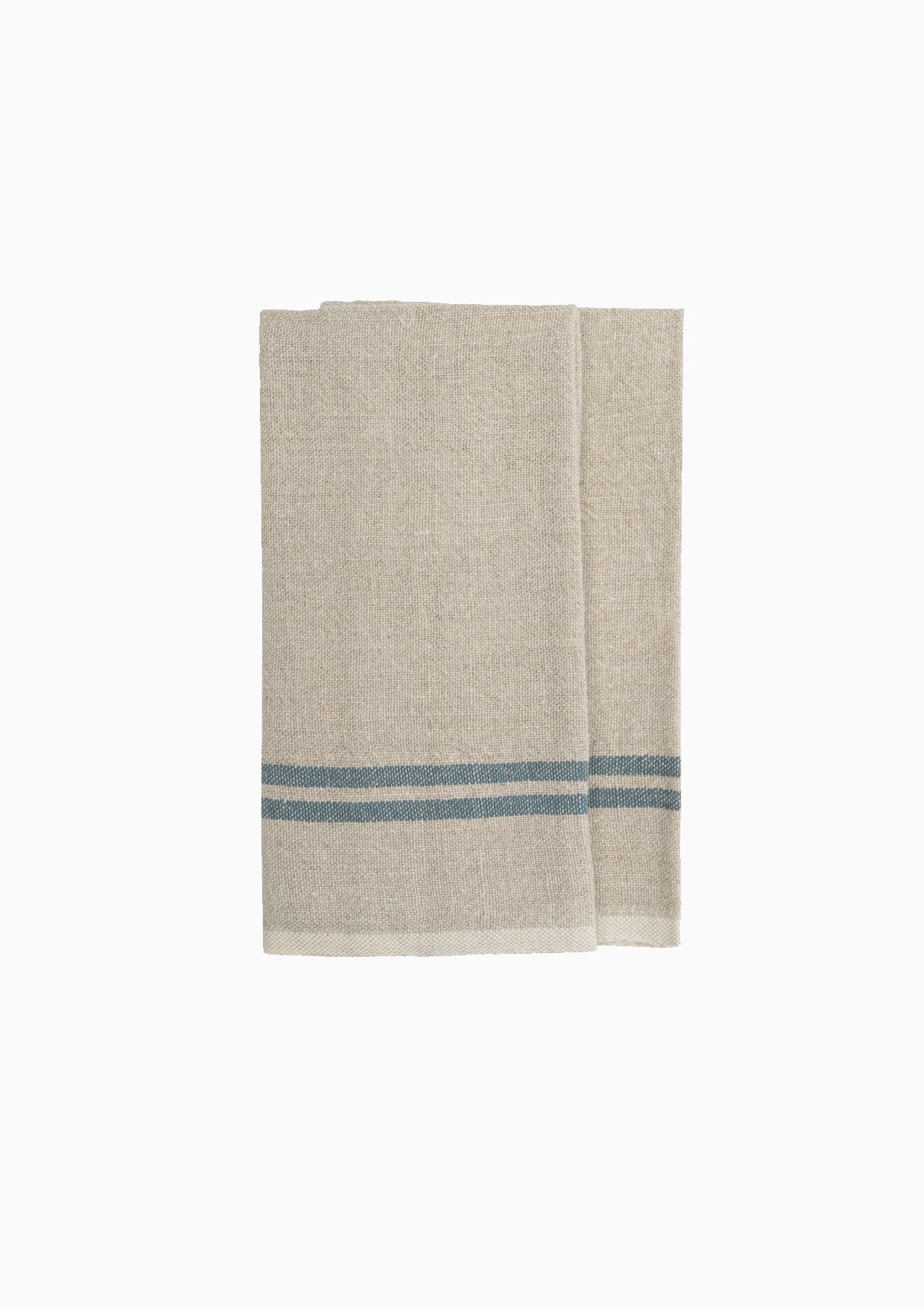 Vintage Linen Towels Set of 2, Natural/Blue