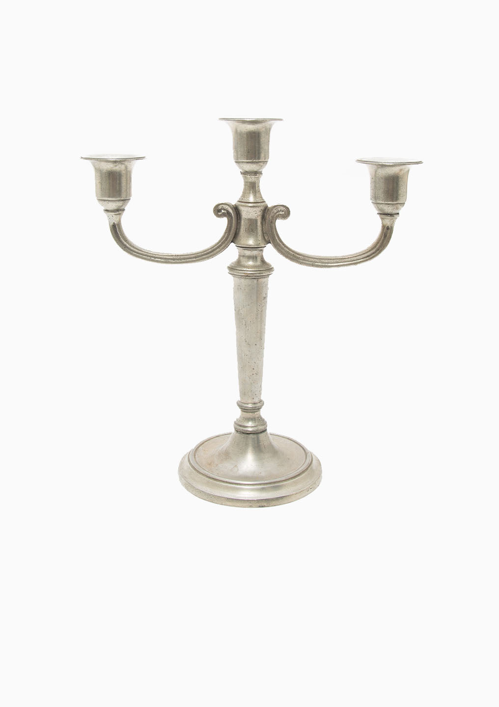 Vintage Pewter Handmade Arte Italiano 3 Light Candleabra