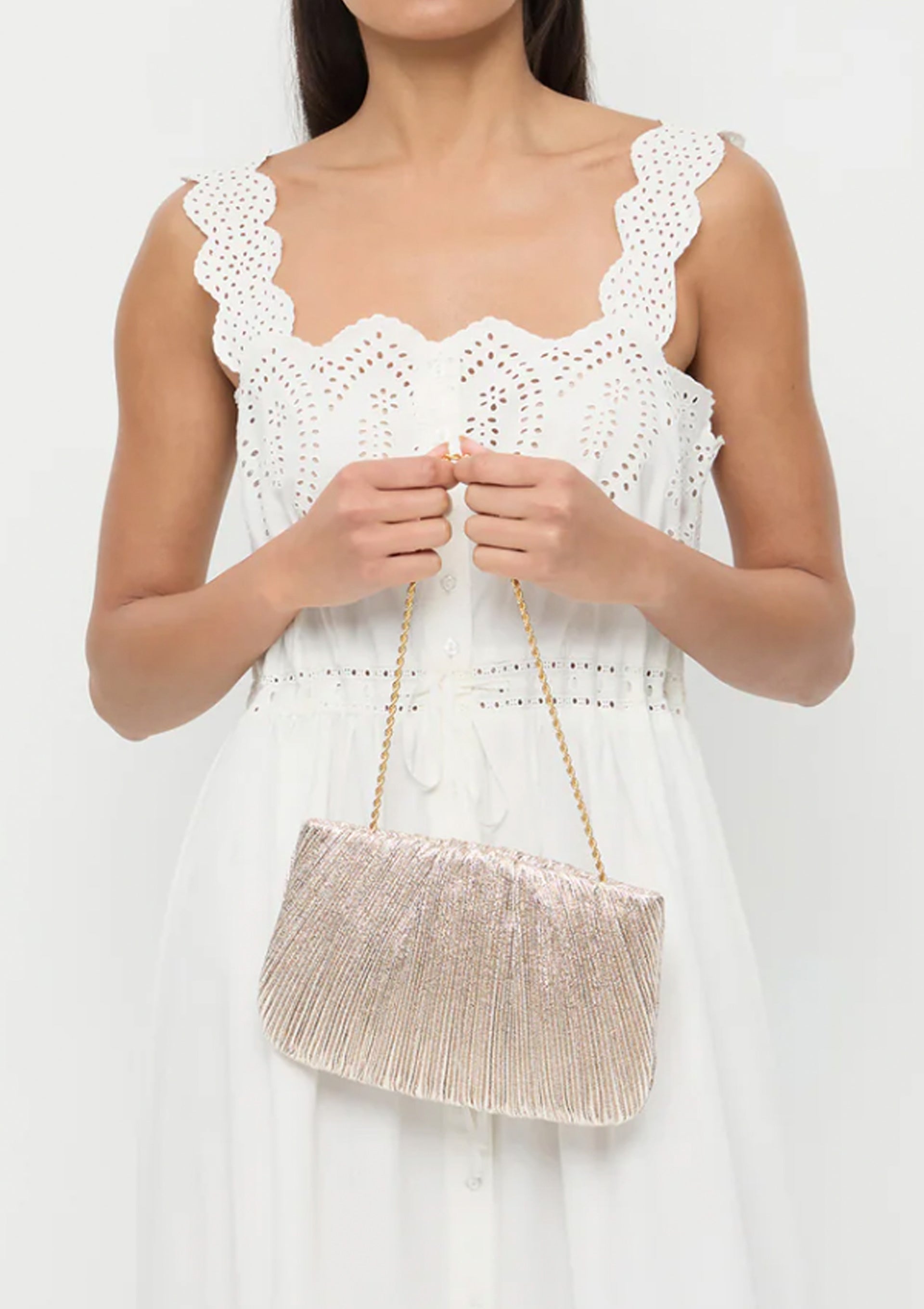 Brit Flat Pleated Pouch | Champagne