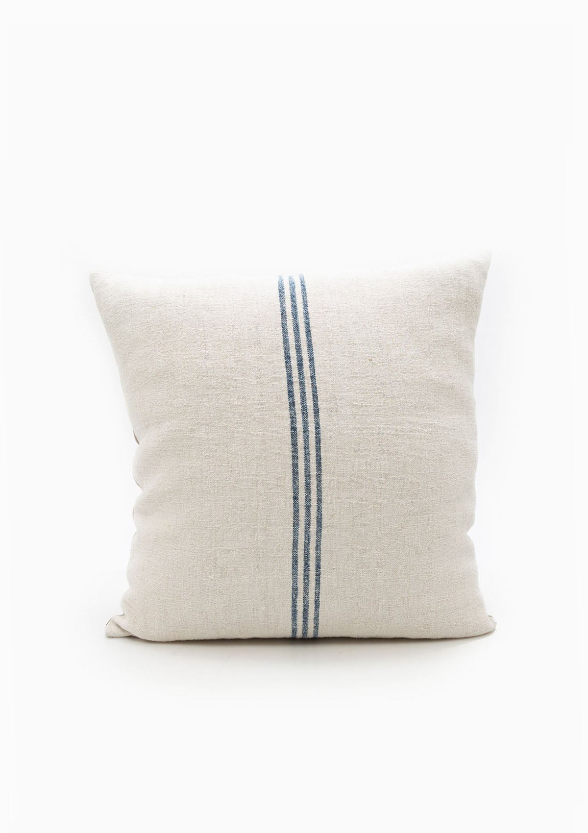 Dark Navy Triple Stripe Grain Sack Cushion | 19"x19"