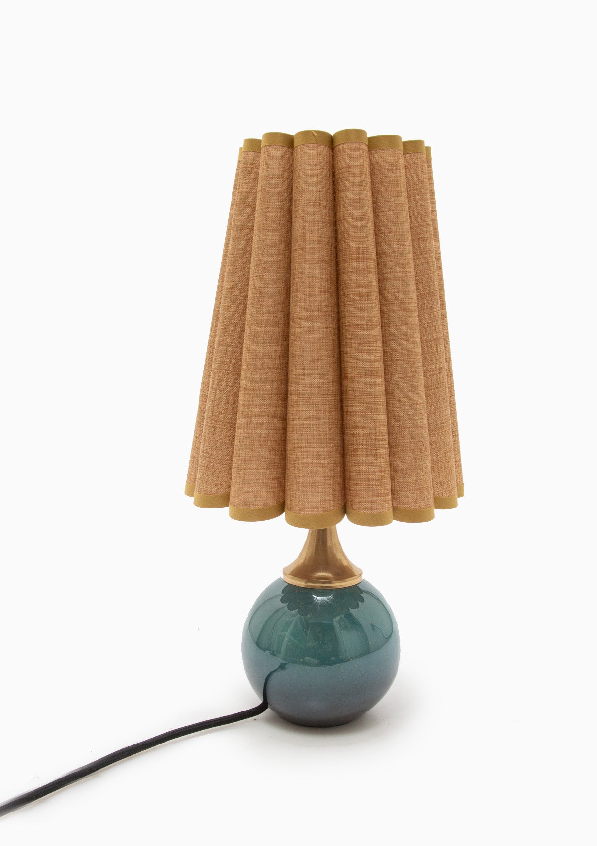 Handmade Duzy Lampshade & Ceramic Base | Khaki/Turquoise