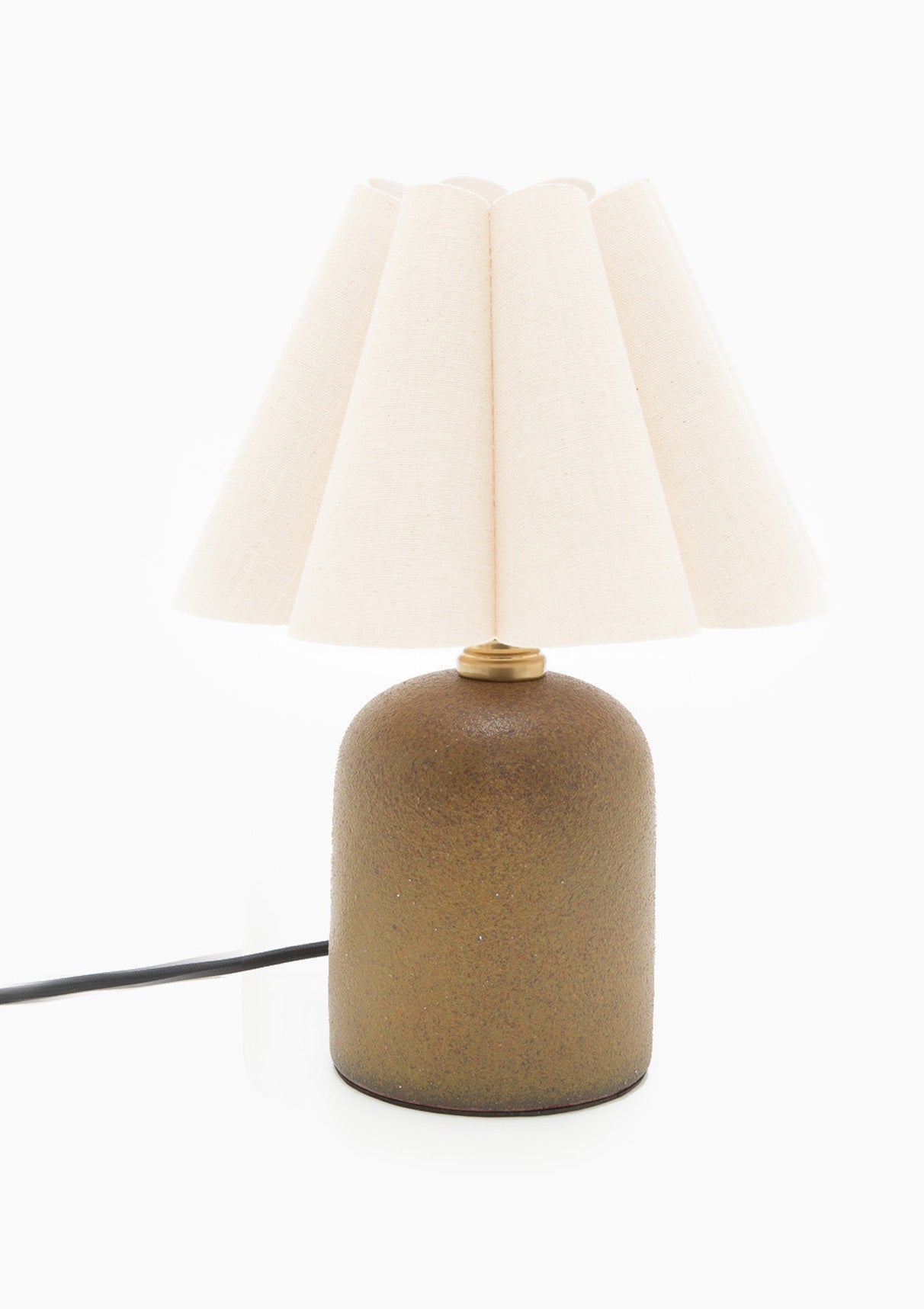 Handmade Duzy Lampshade & Ceramic Base | Light Burlap/Dark Brown