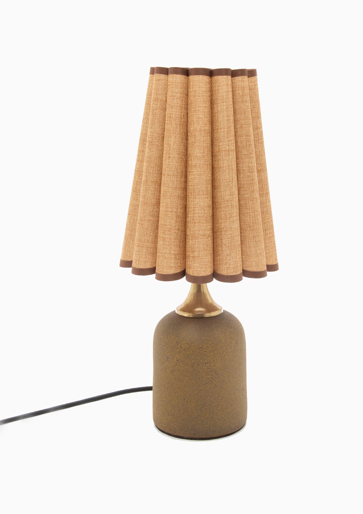 Handmade Duzy Lampshade & Ceramic Base | Tan/Brown