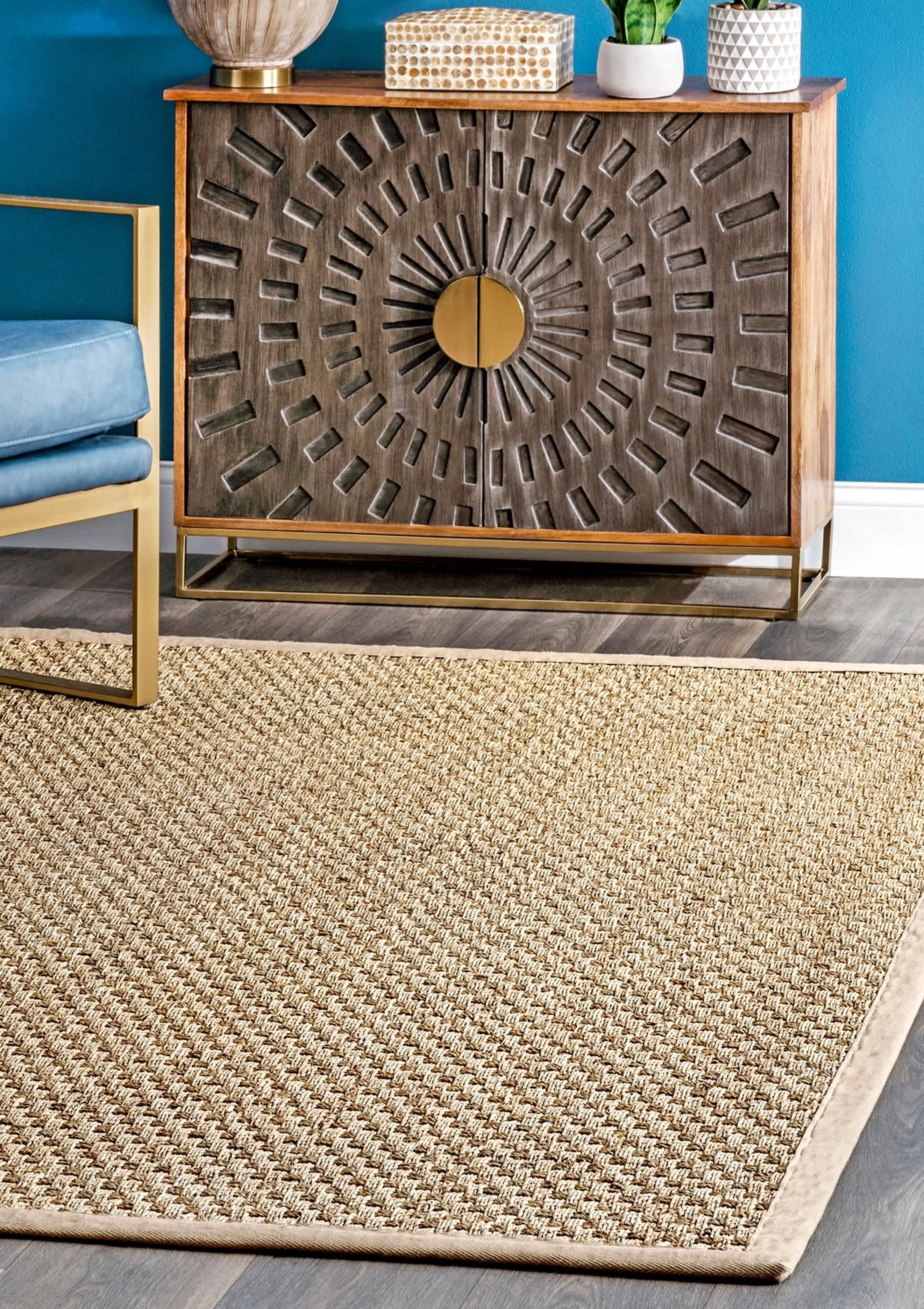 Hesse Checker Weave Seagrass Indoor/Outdoor Area Rug | Natural, 2'x3'