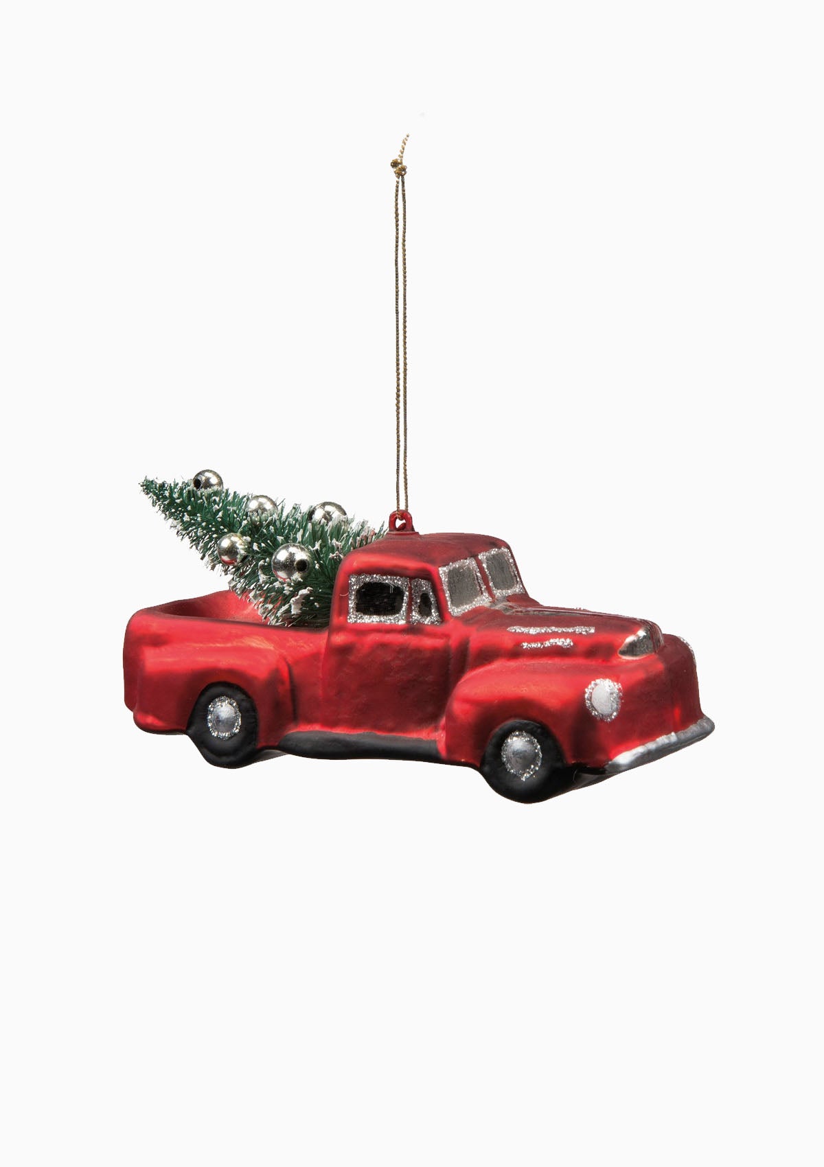 Large Truck Glass Ornament, Red