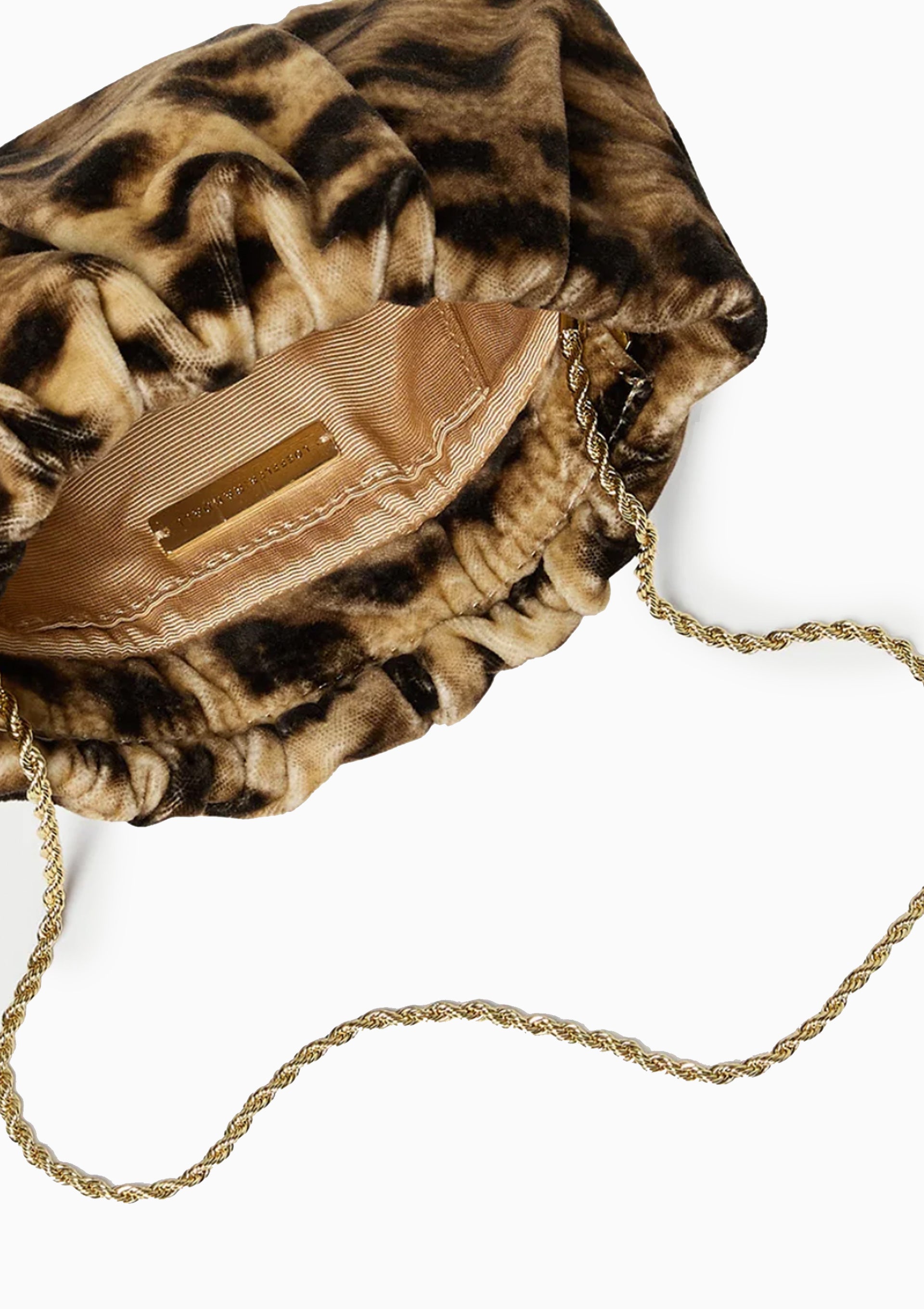 Serena Gathered Velvet Clutch | Leopard