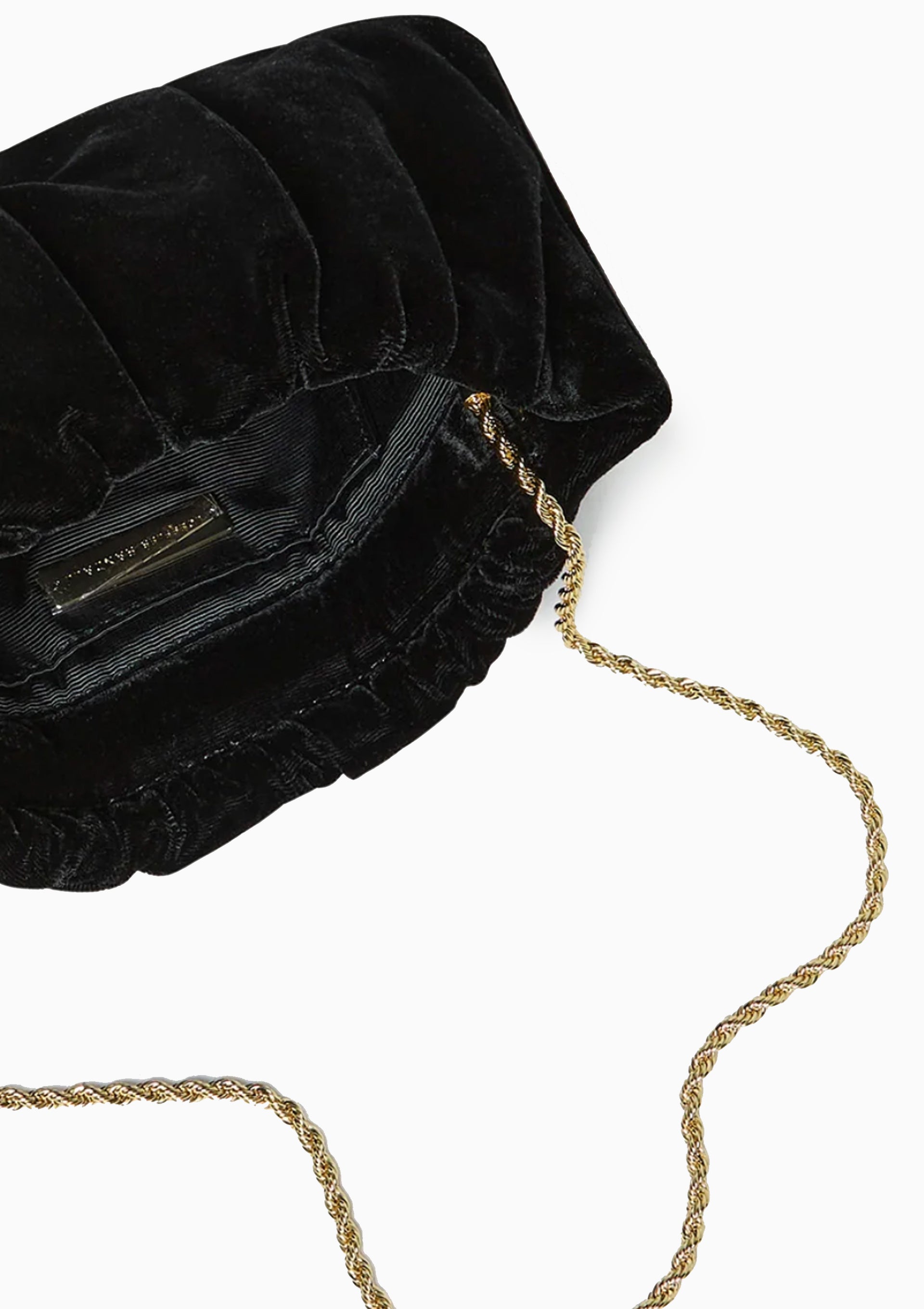 Serena Gathered Velvet Clutch | Black