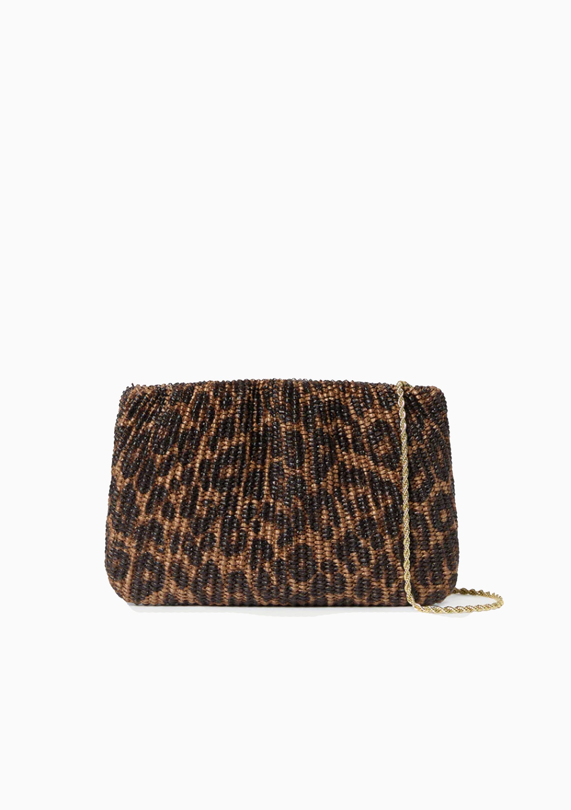 Serena Woven Clutch | Leopard