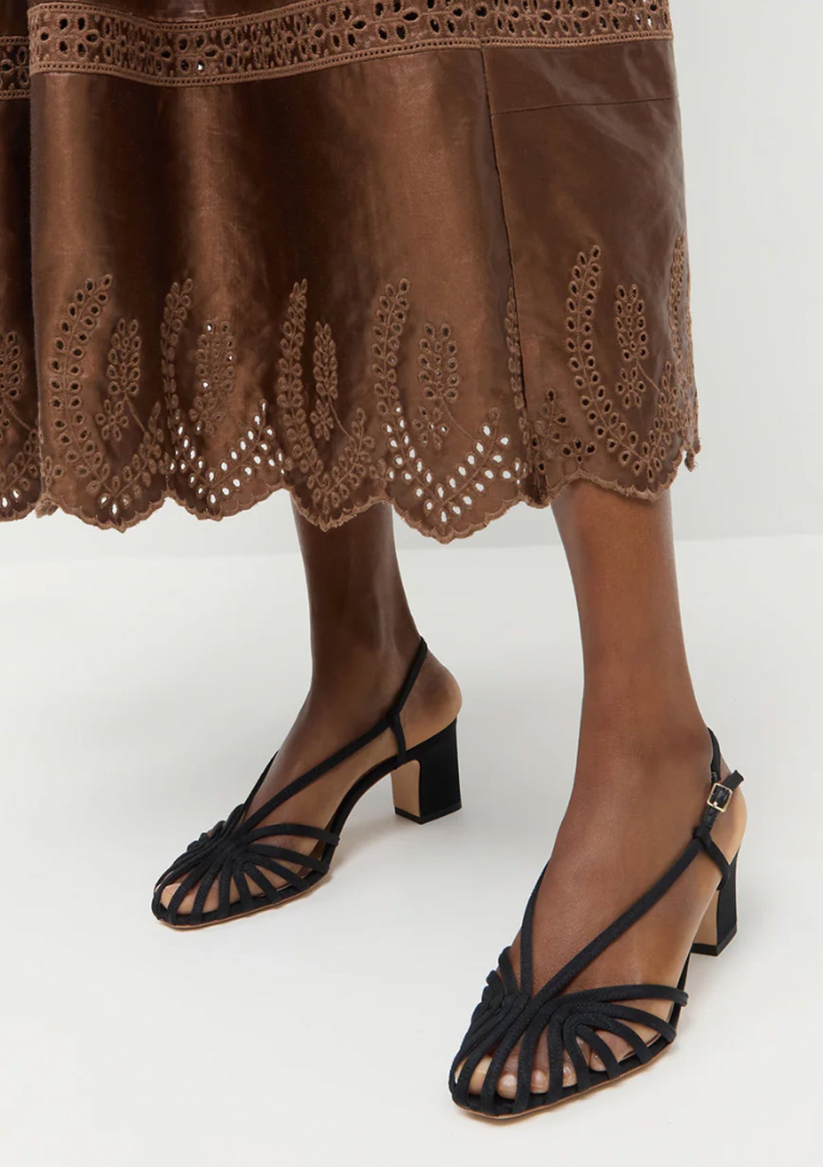 Priscilla Heeled Sandal | Black Moire