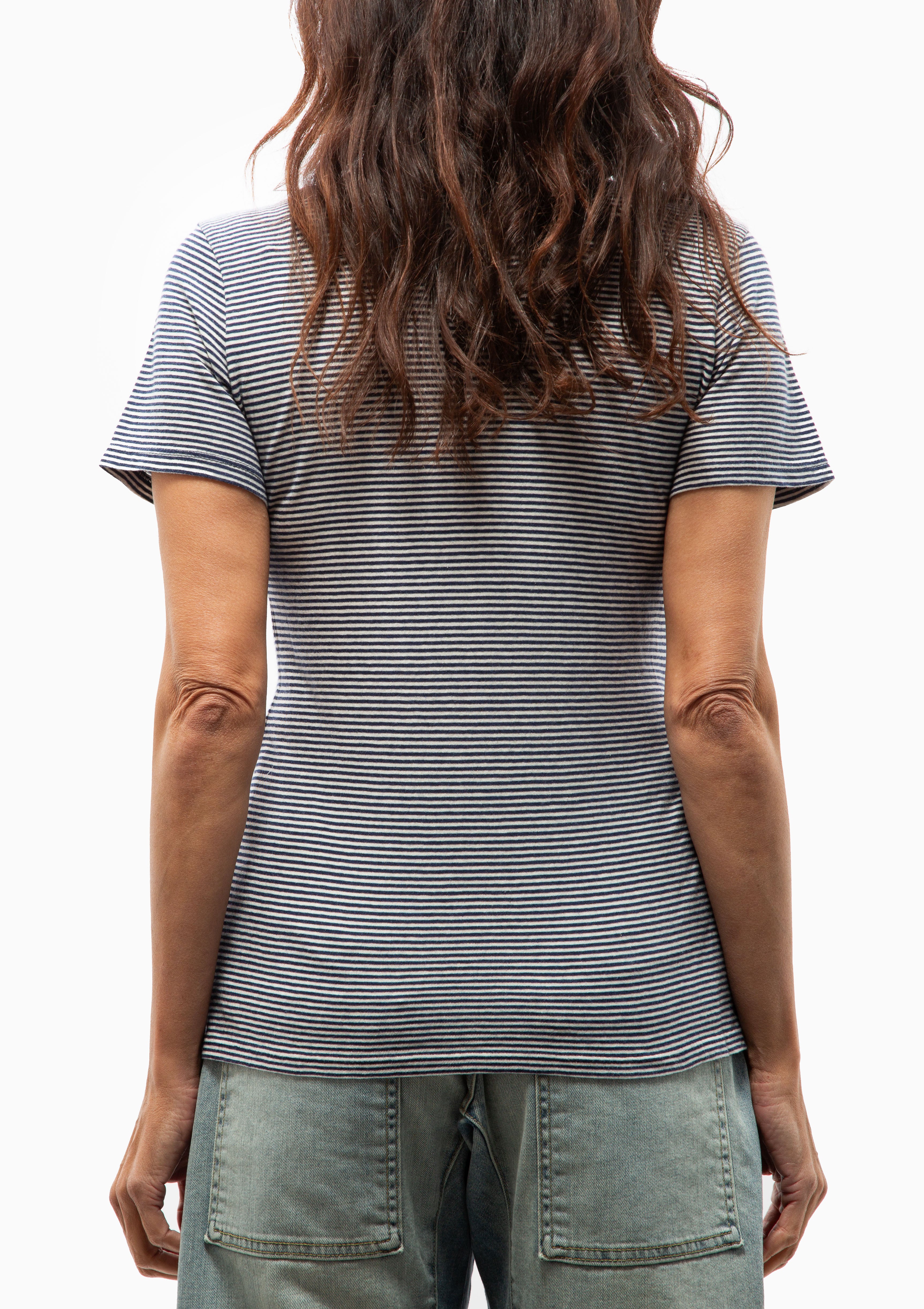 Lana Crewneck Tee | Ivory/Navy Stripe