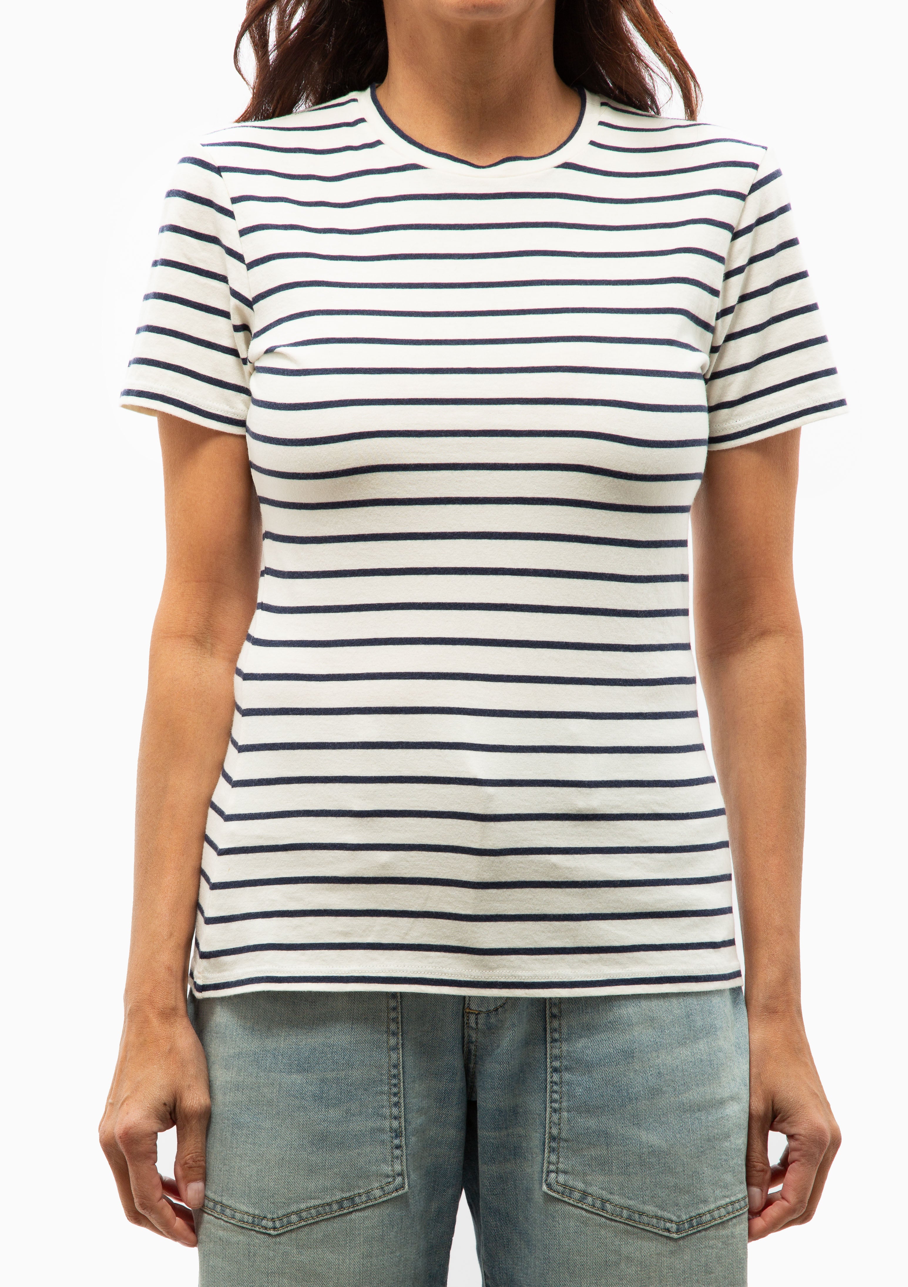 Lana Crewneck Tee | Natural/Navy Stripe