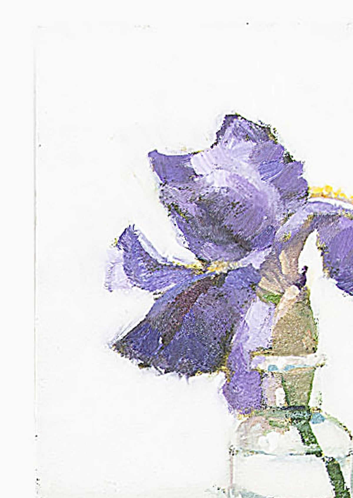 Purple Iris Small Bottle Oil Painting On Panel Mounted | 7"x5"