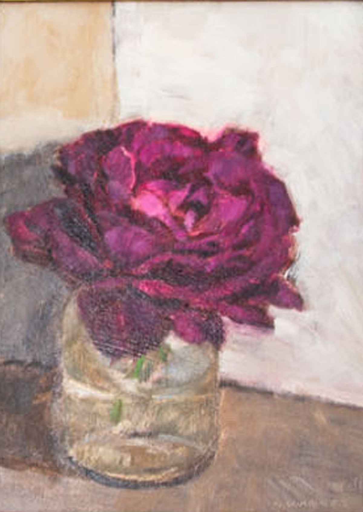 Red Violet Rose Oil Painting On Panel | 8"x6"