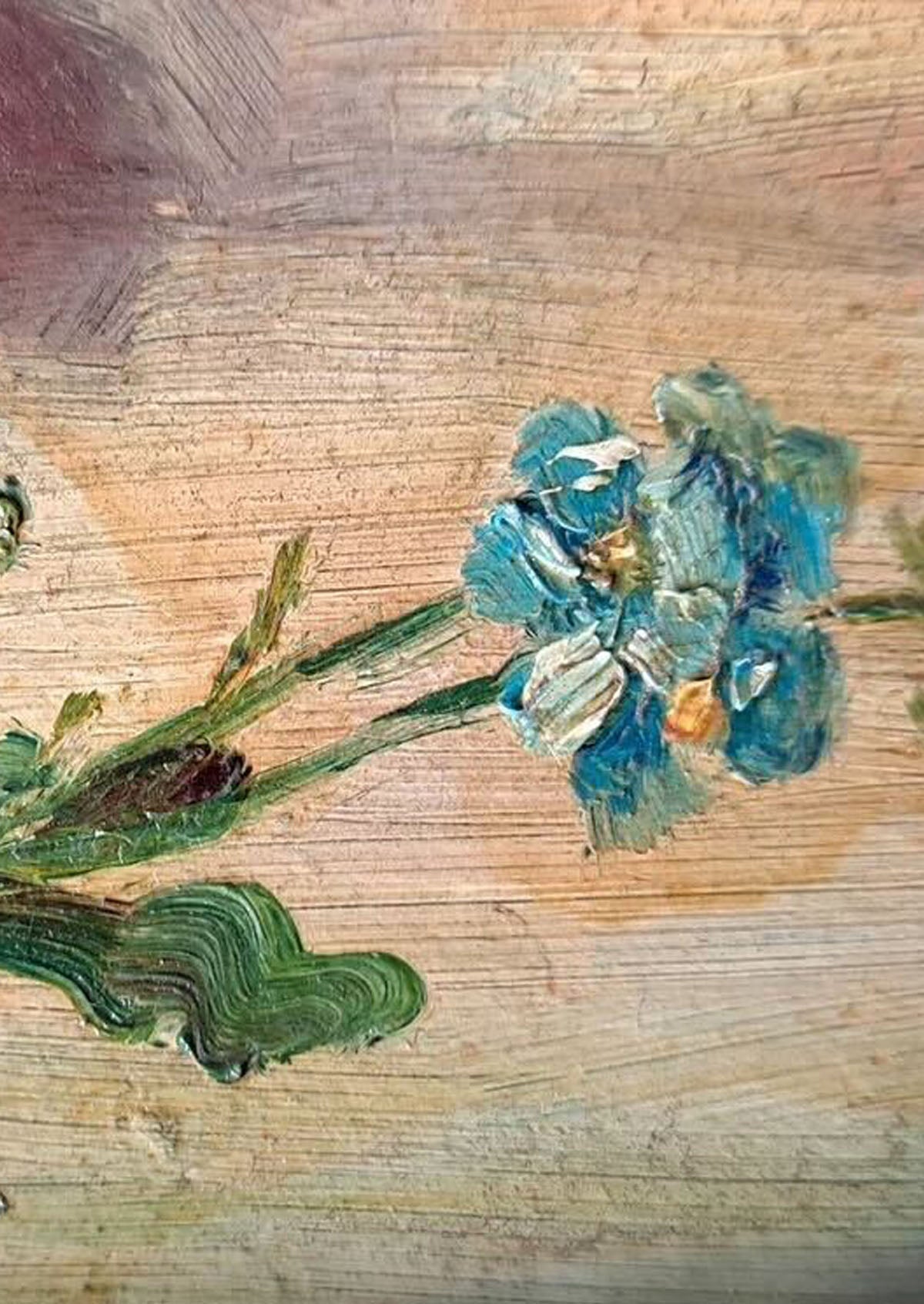 Original Antique German Flower Oil Painting