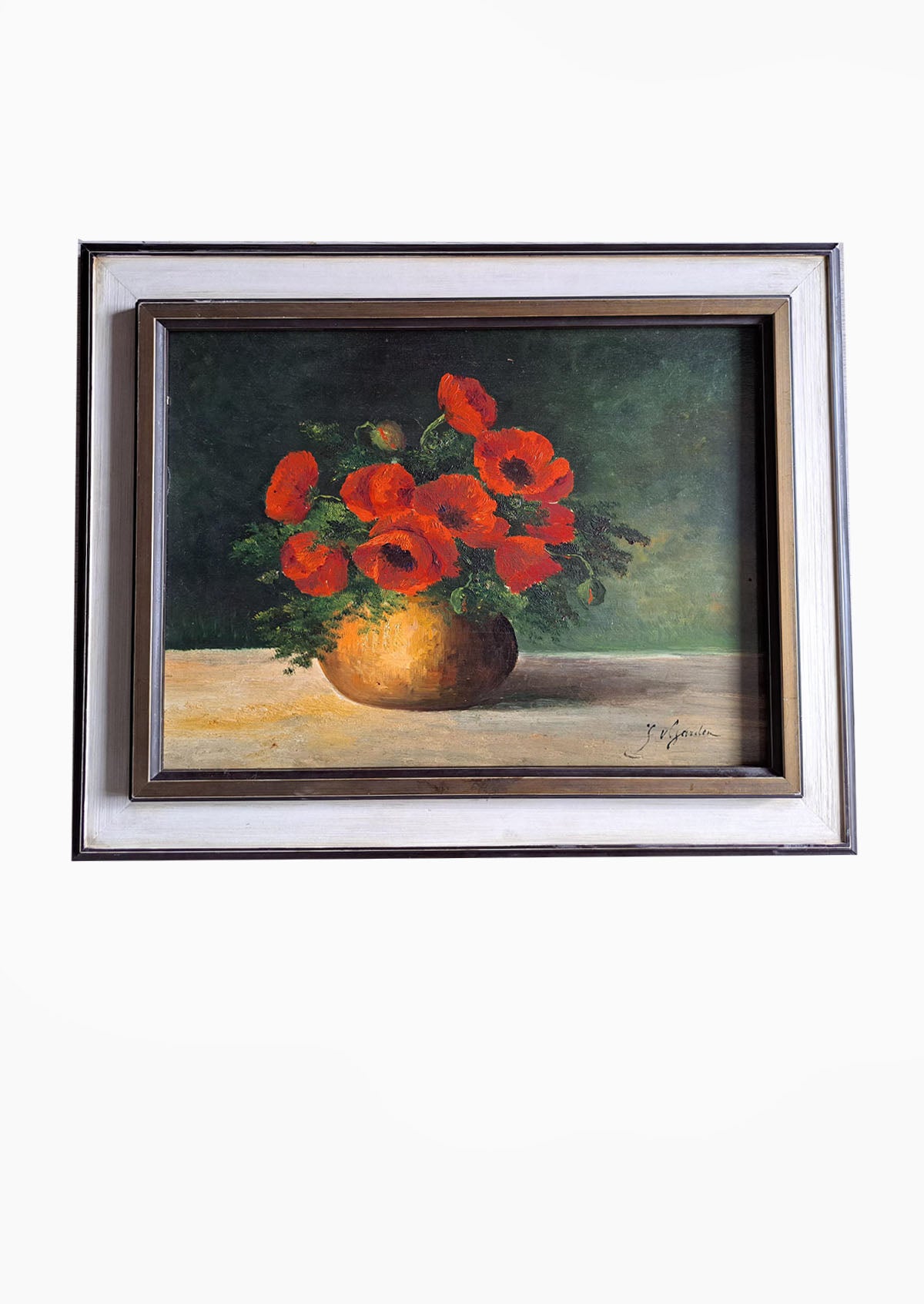 Original Antique Poppies Oil Painting | 15.7" x 19.7"